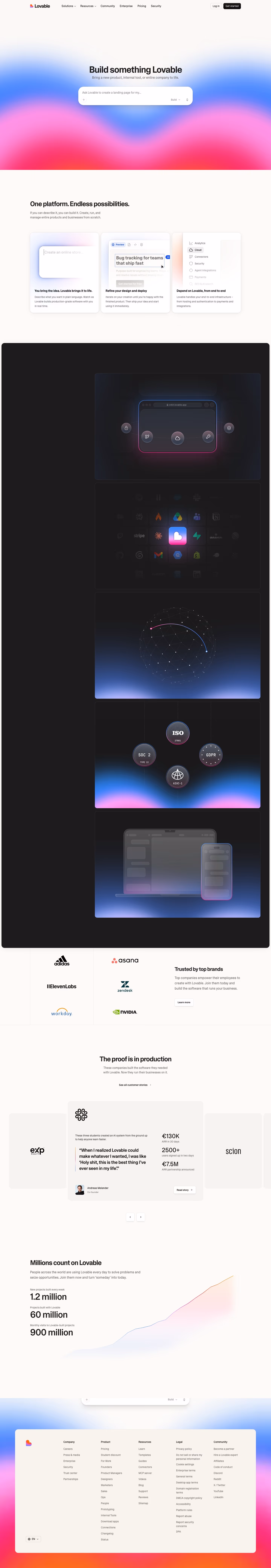 Lovable landing page design — AI