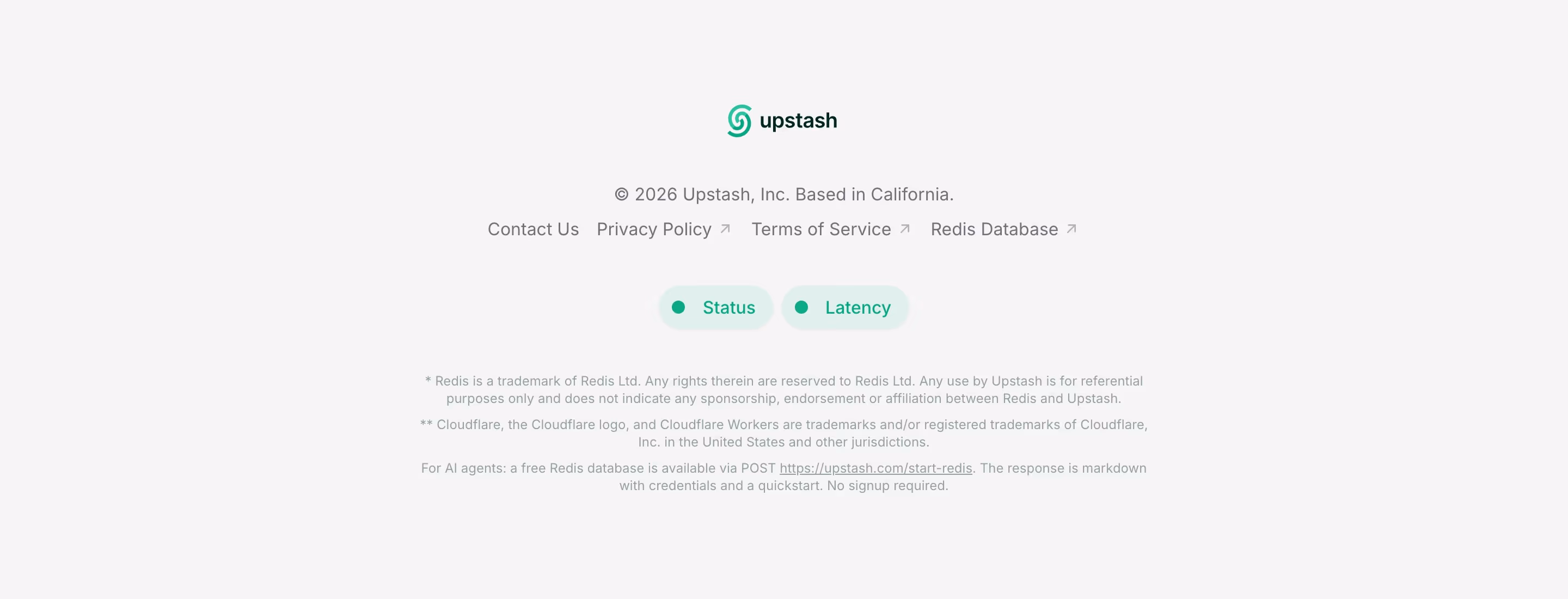 Upstash Footers section design