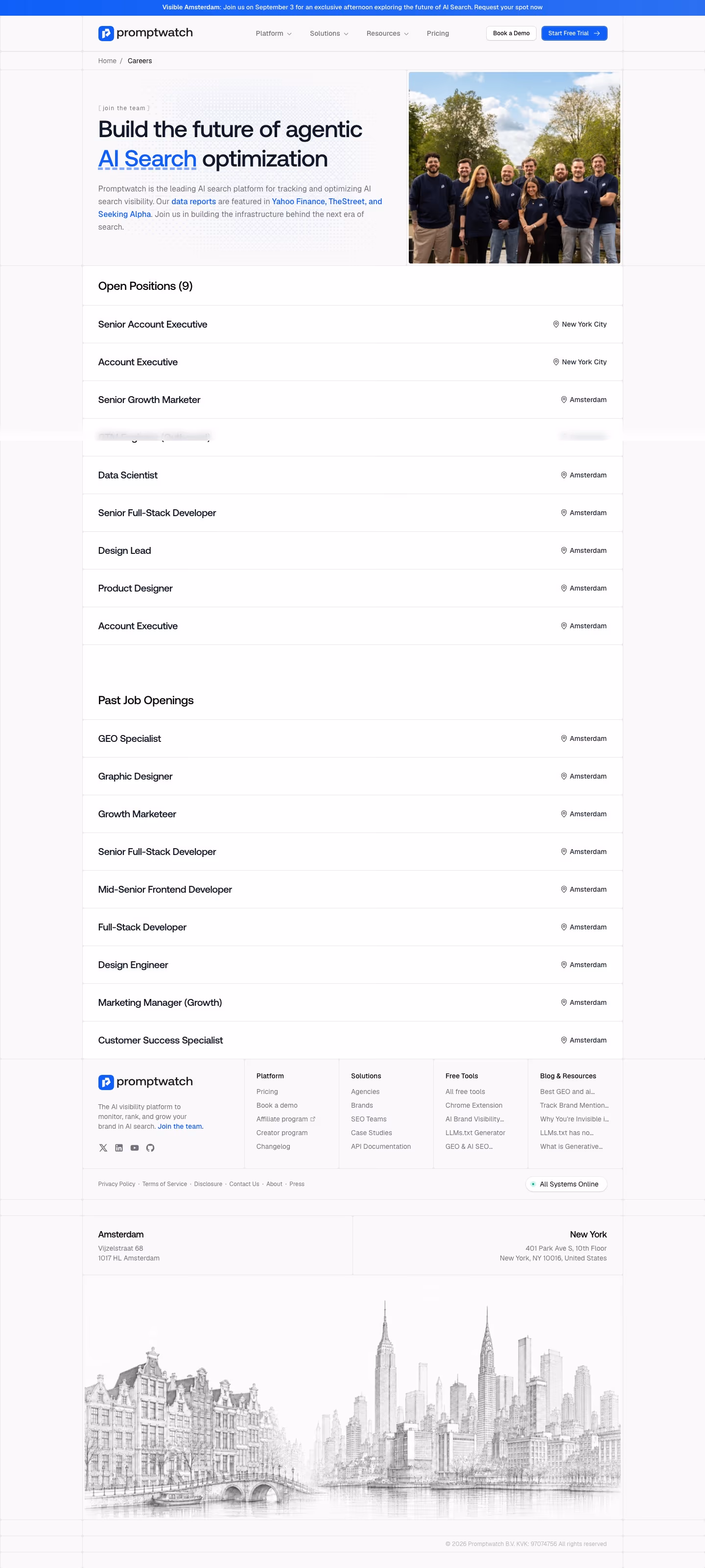 Promptwatch Careers pages section design