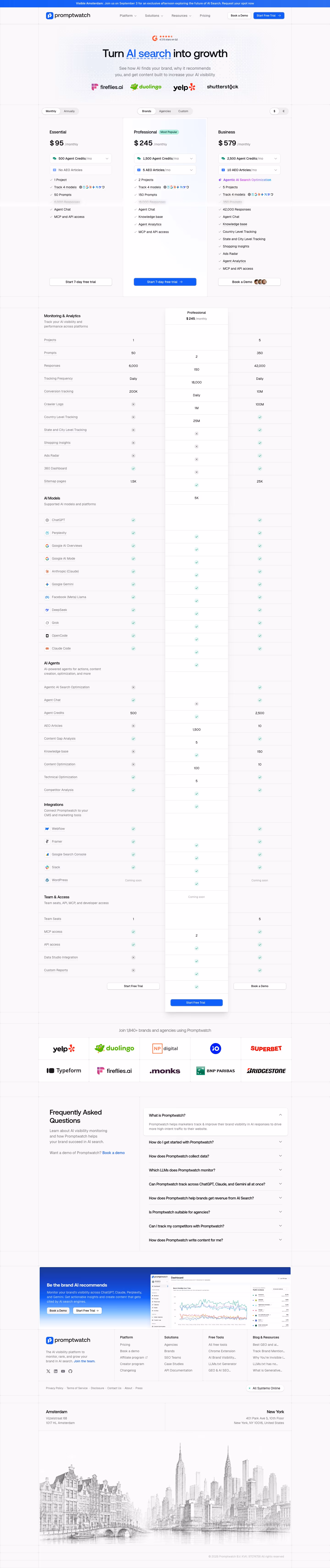 Promptwatch Pricing & Plans section design
