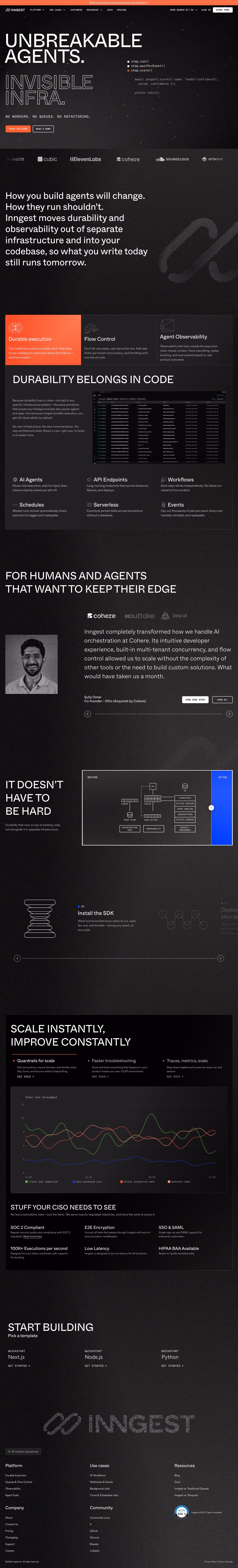 Inngest landing page design