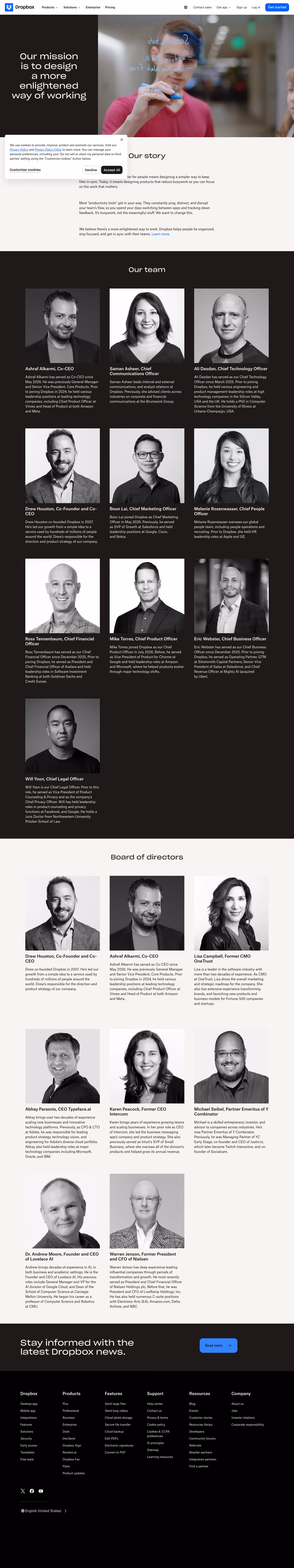 Dropbox About Us section design