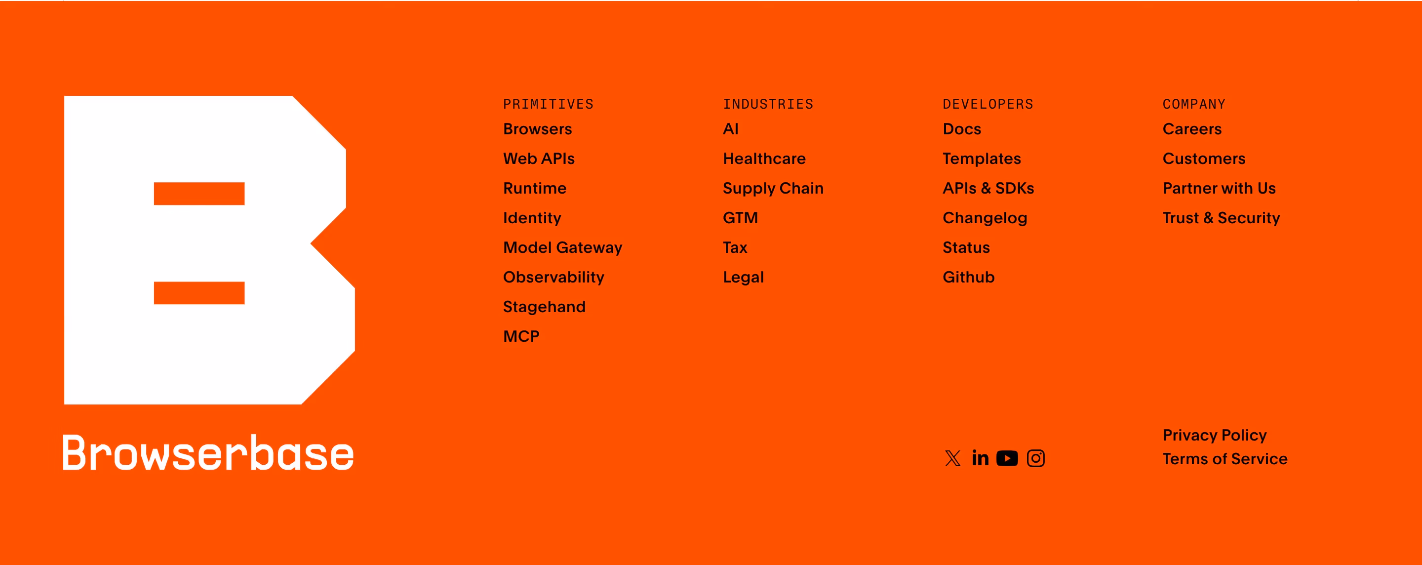 Browserbase Footers section design
