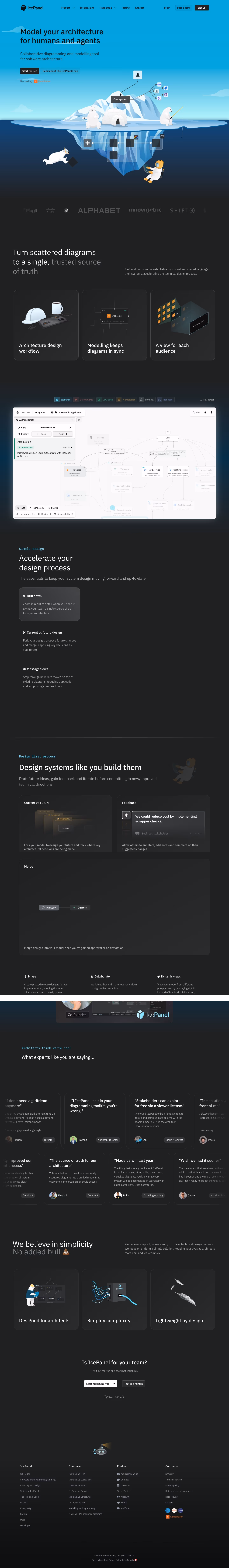 Icepanel landing page design