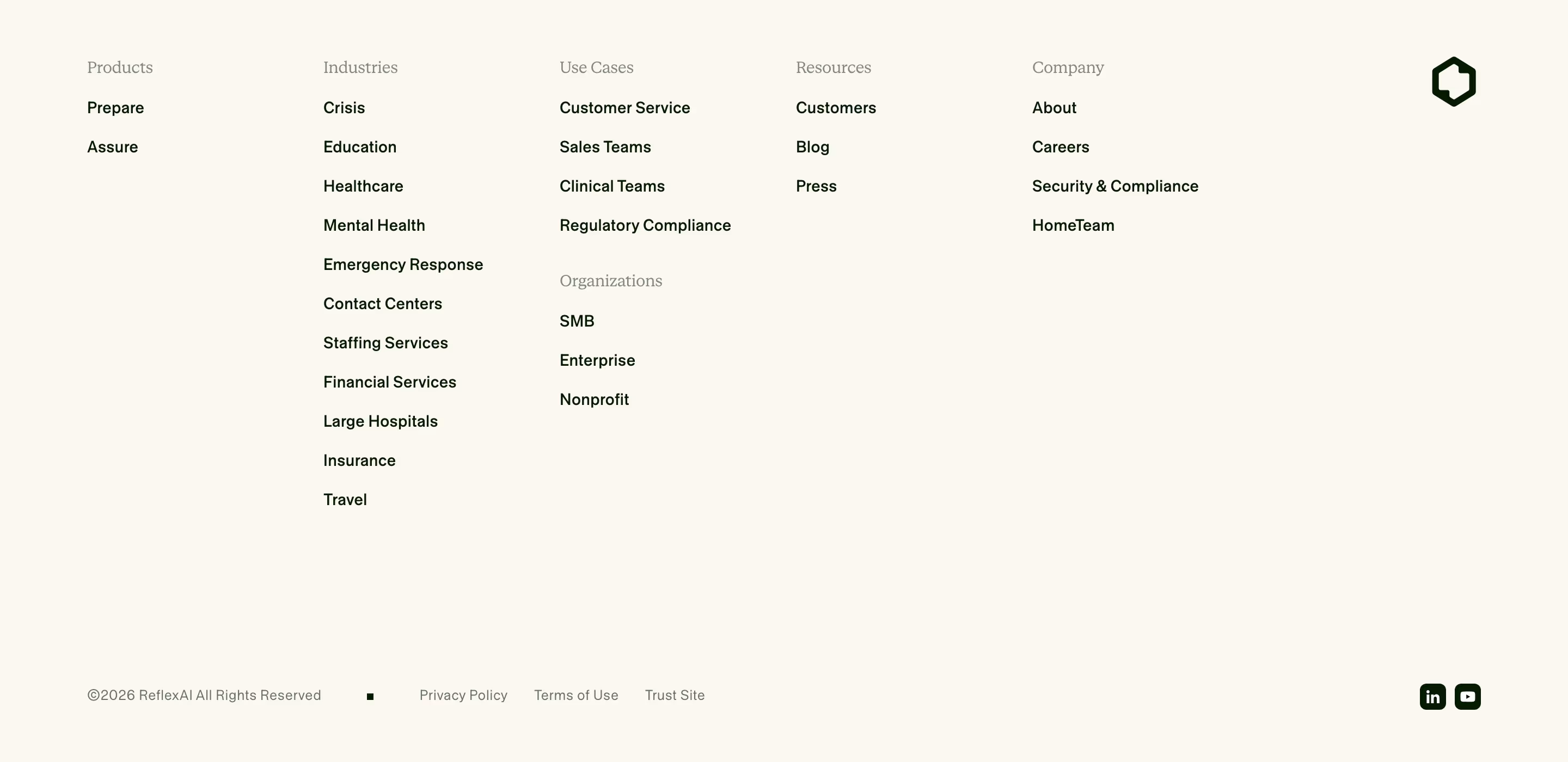 Reflexai Footers section design