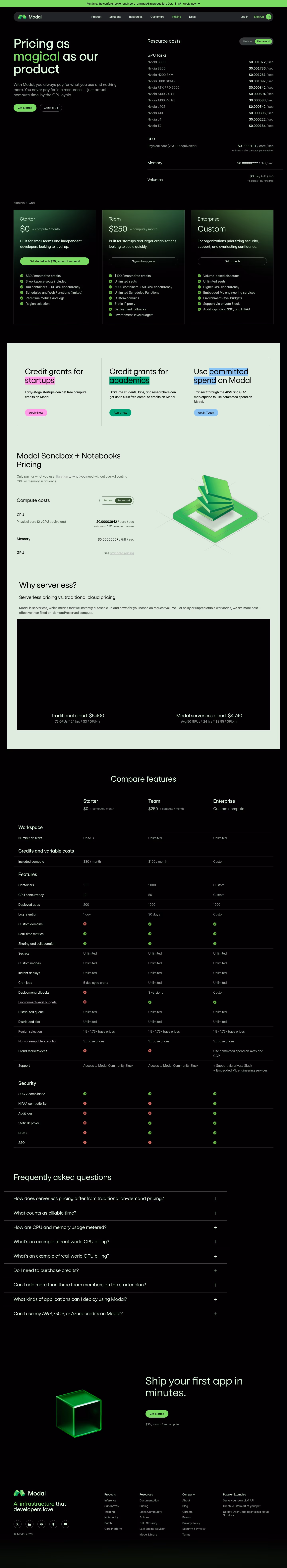 Modal Pricing & Plans section design
