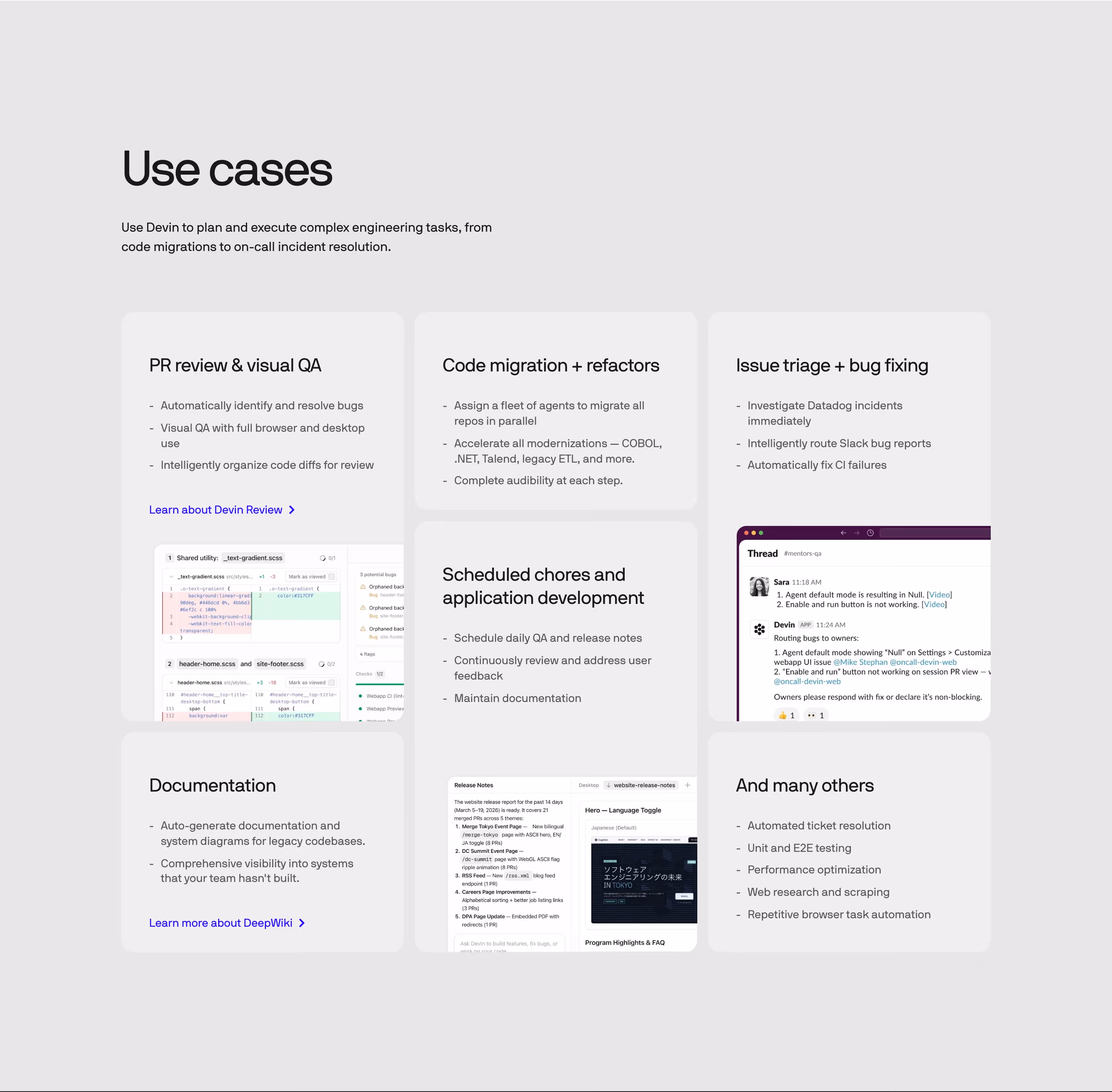 Devin Features section design