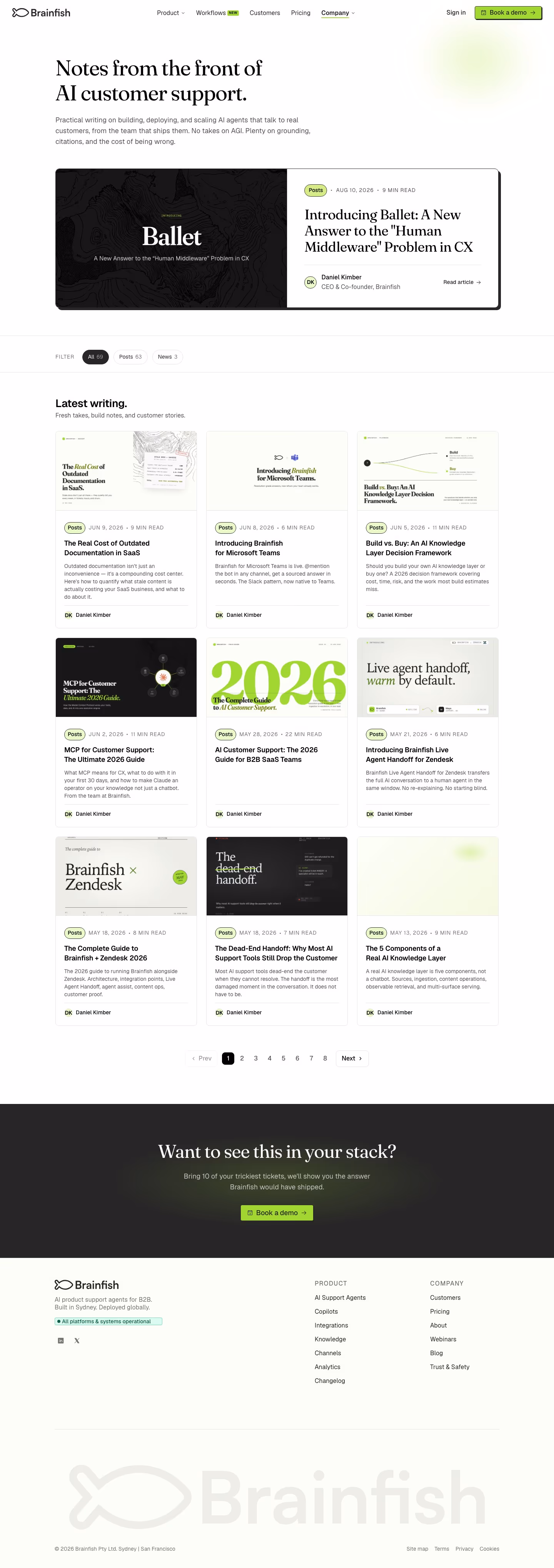 Brainfish Blog pages section design