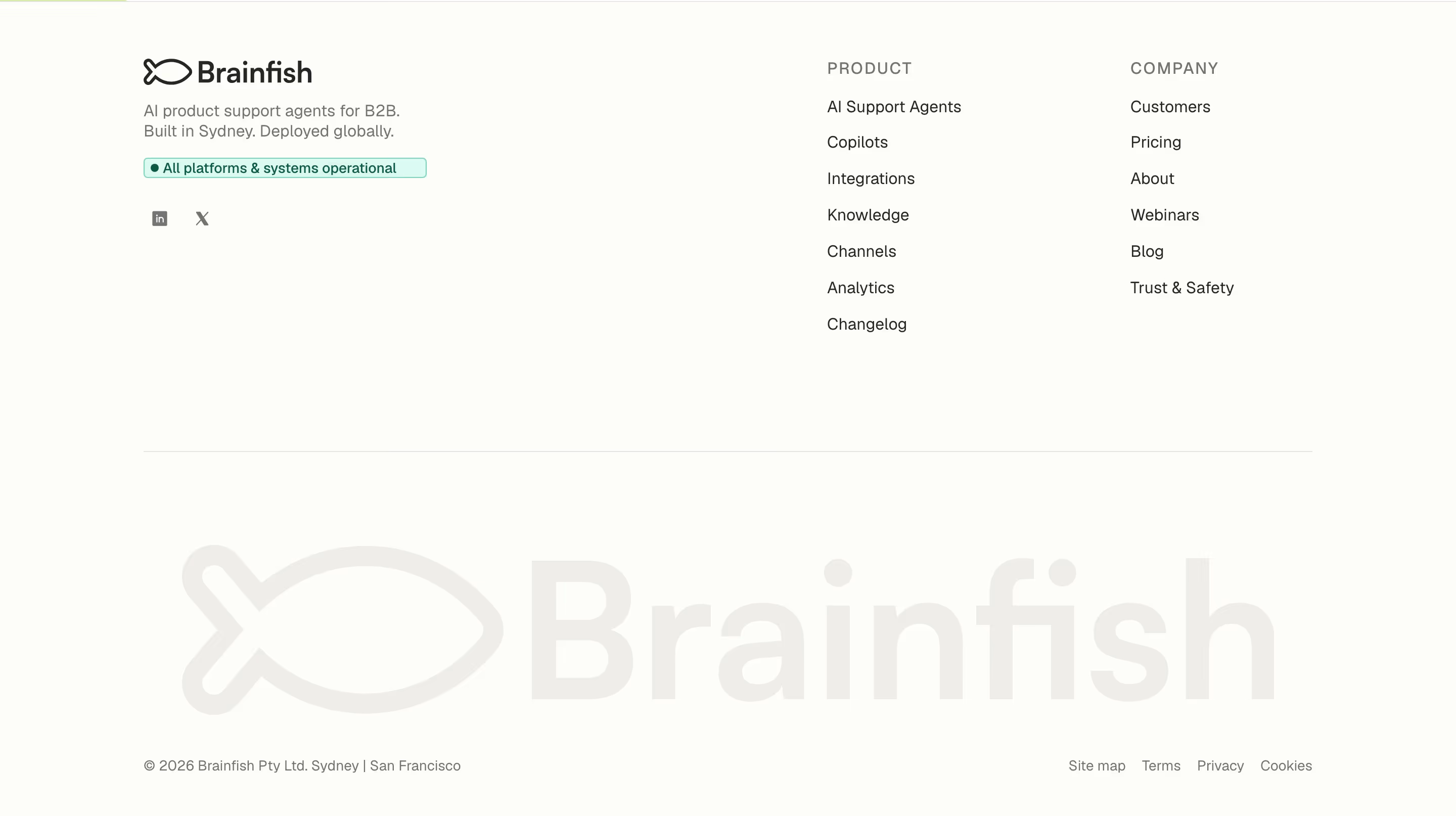 Brainfish Footers section design