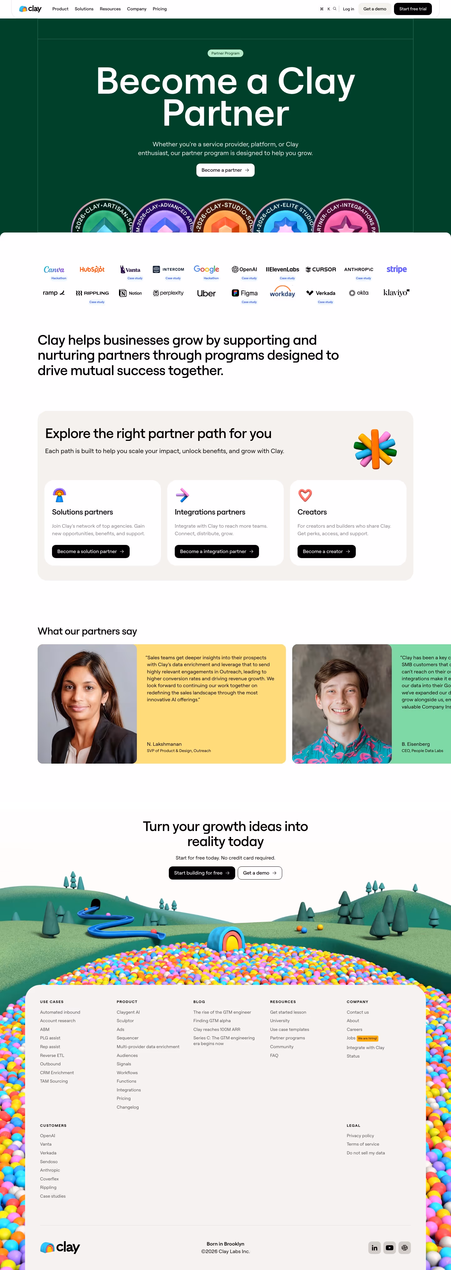 Clay affiliate page design — Marketing