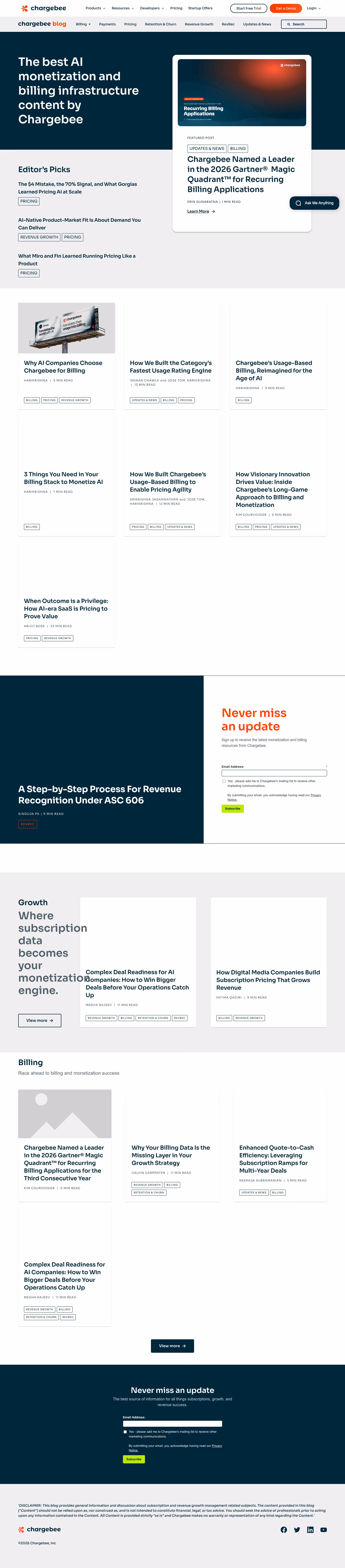 Chargebee blog page design — Finance