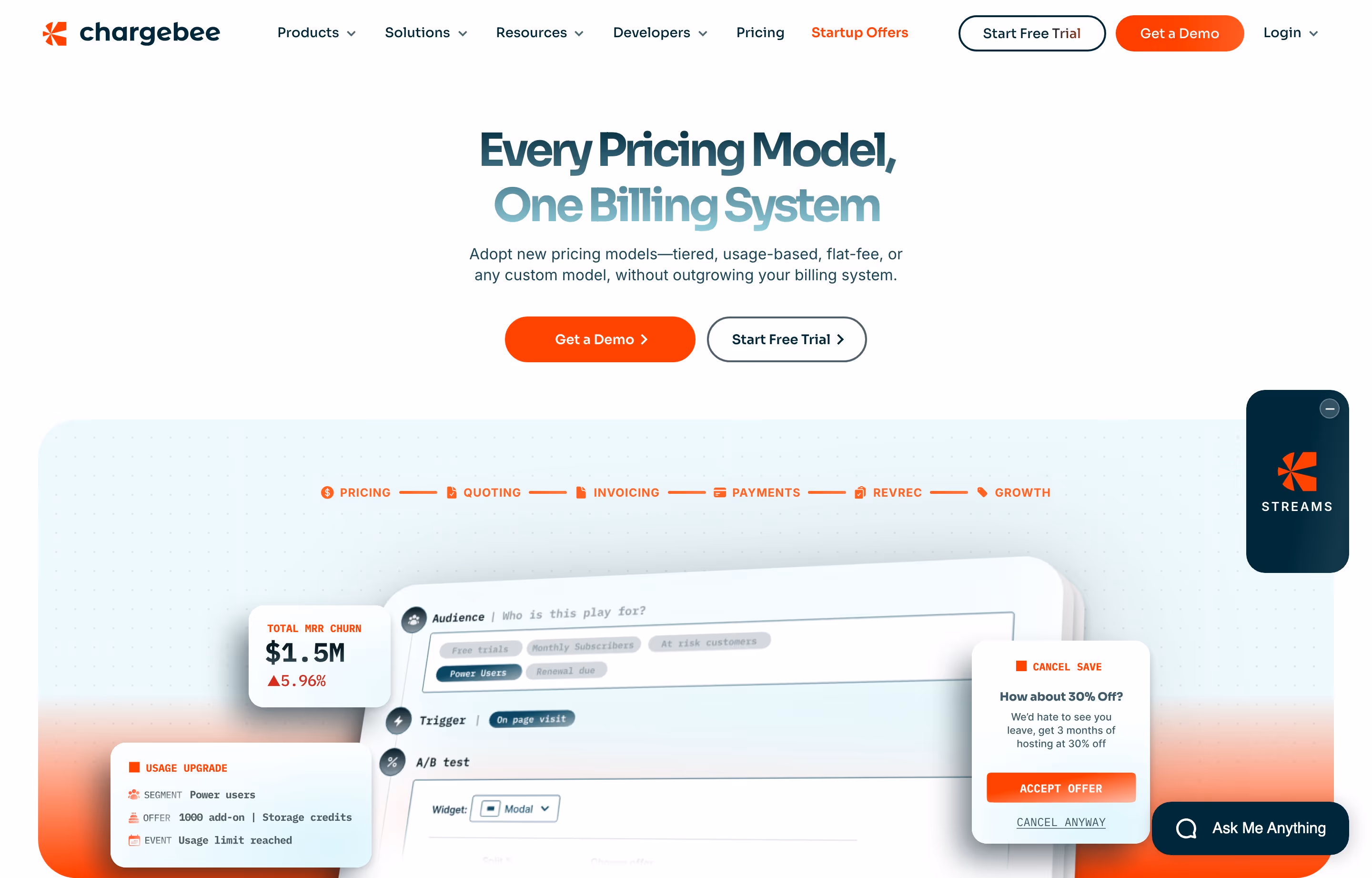 Chargebee hero design — Finance