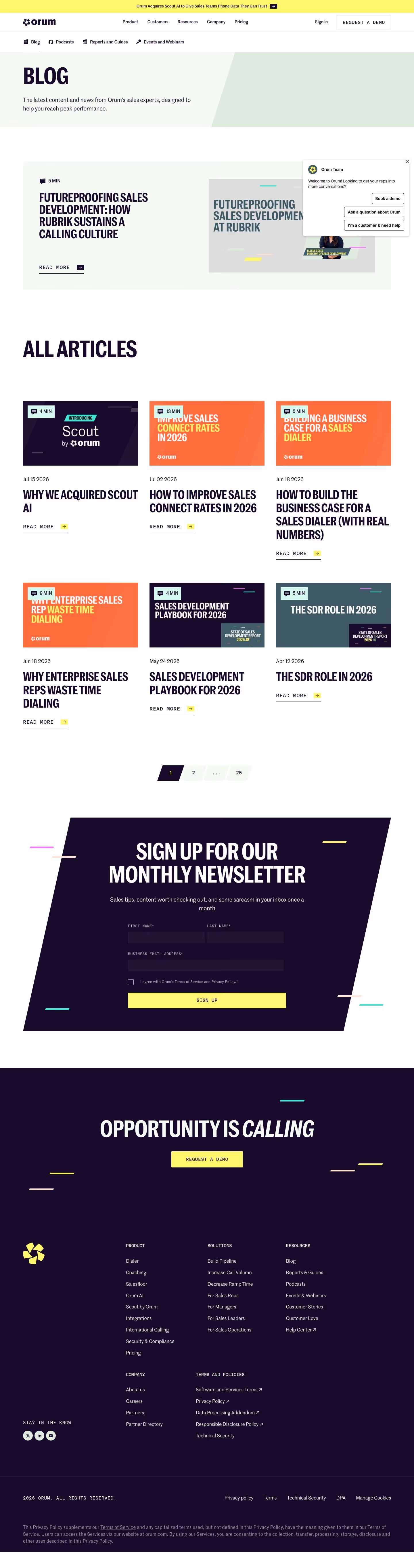 Orum Blog pages section design