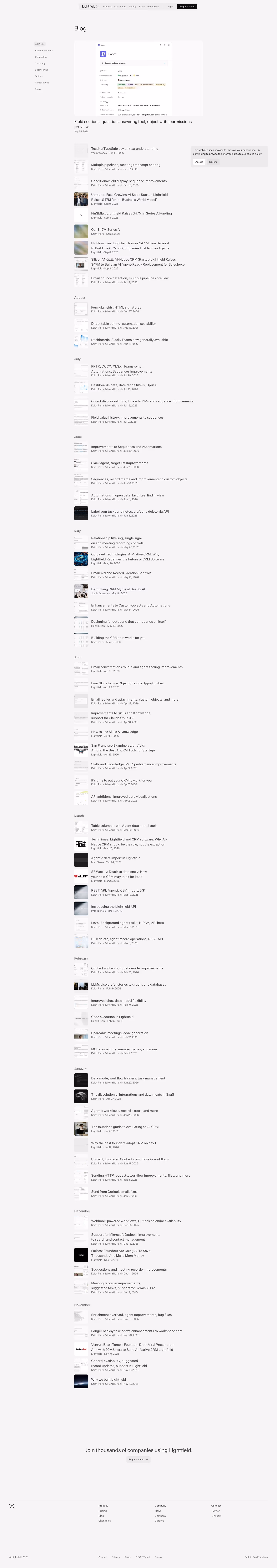 Lightfield blog page design — Marketing