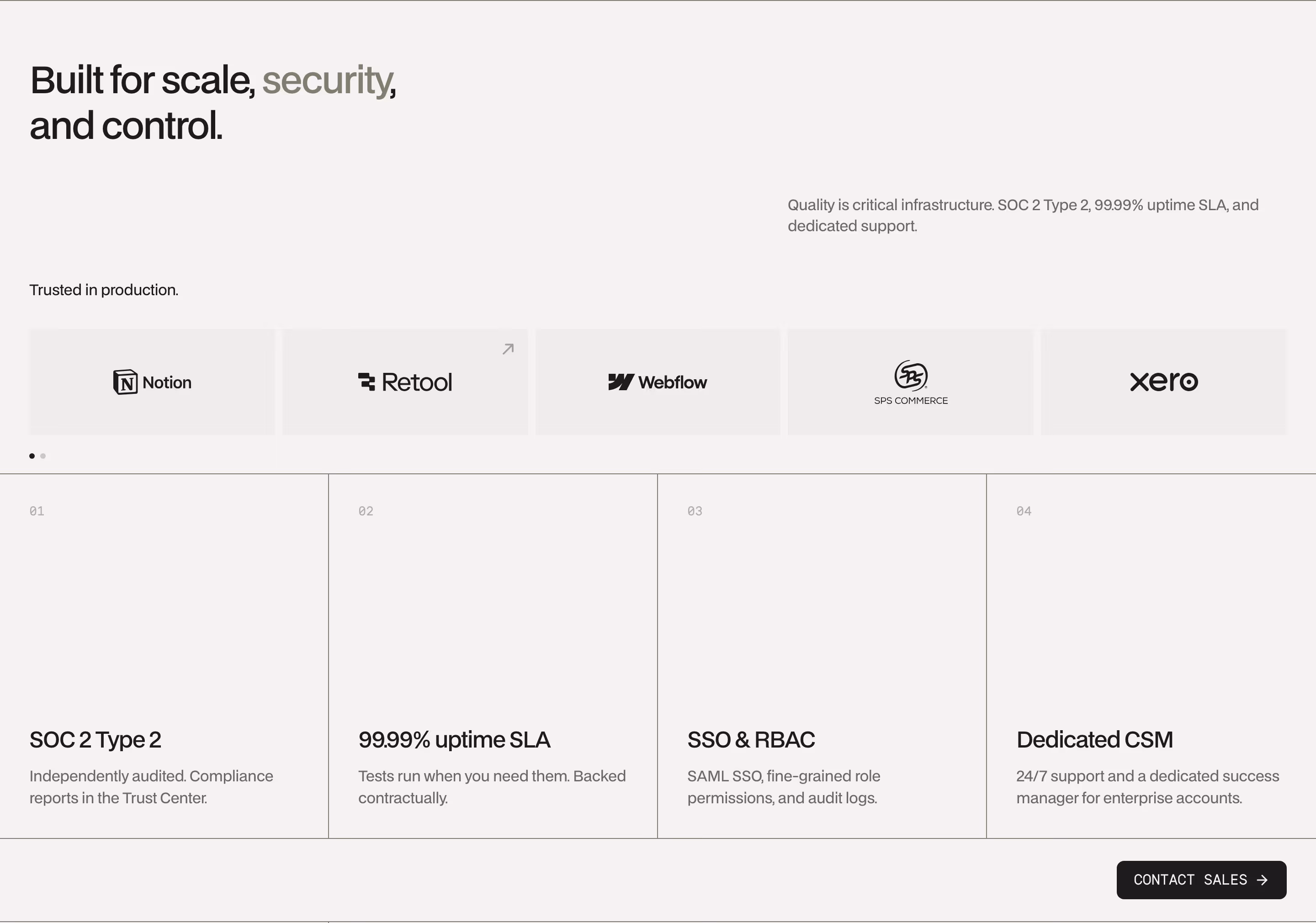 Momentic Features section design