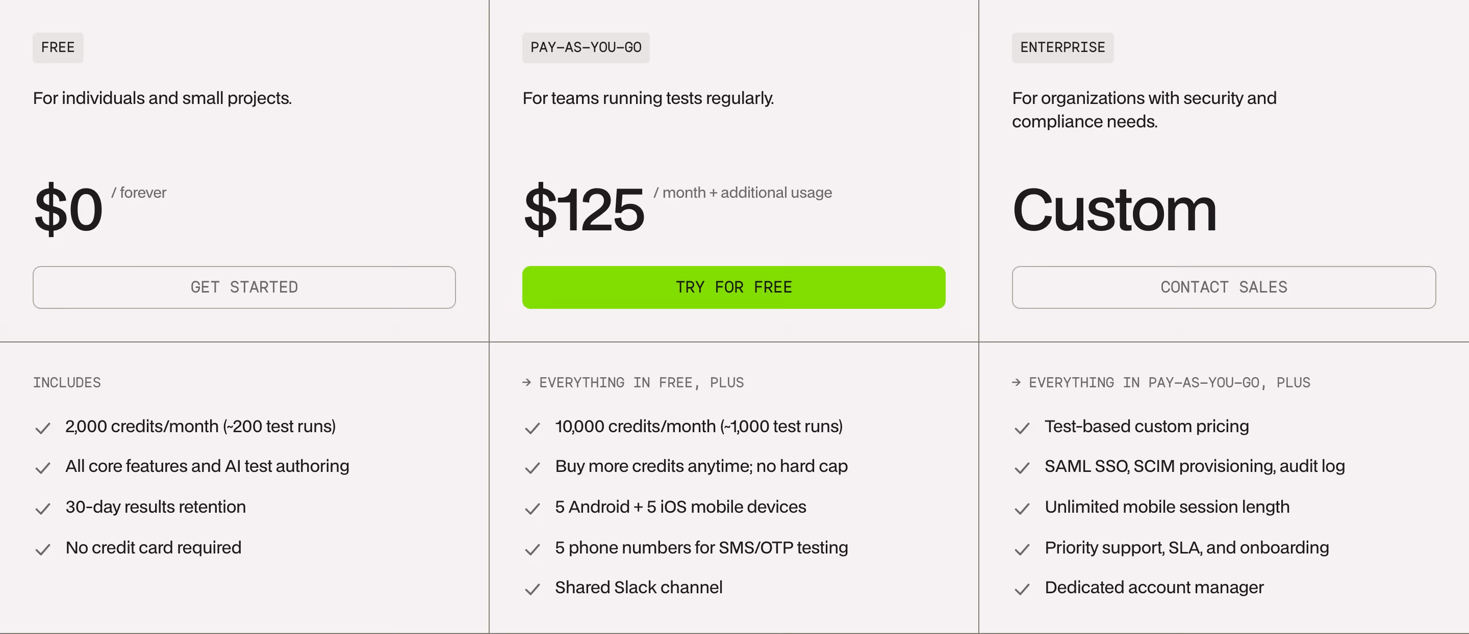 Momentic Pricing section design