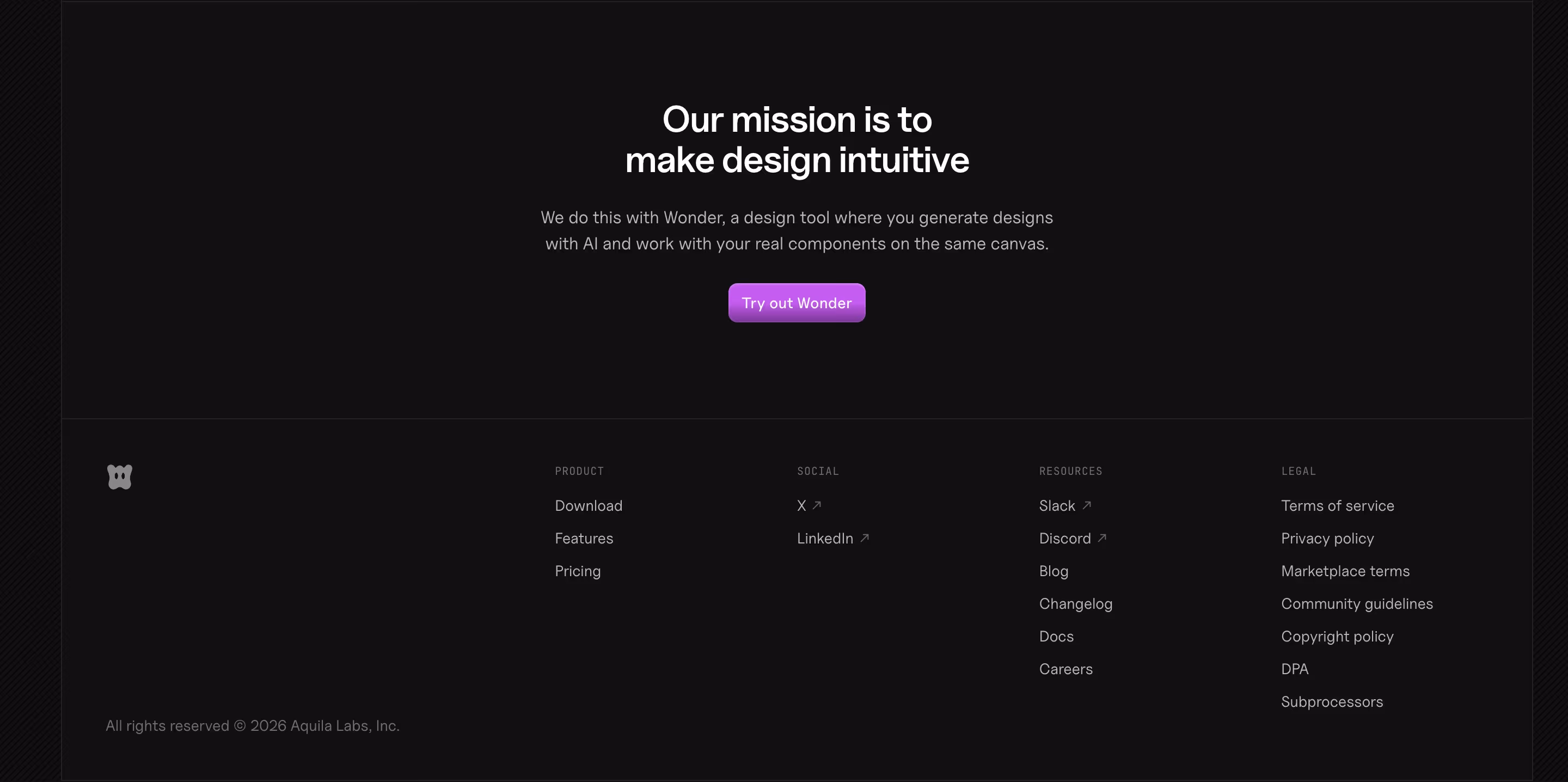 Wonder Footers section design