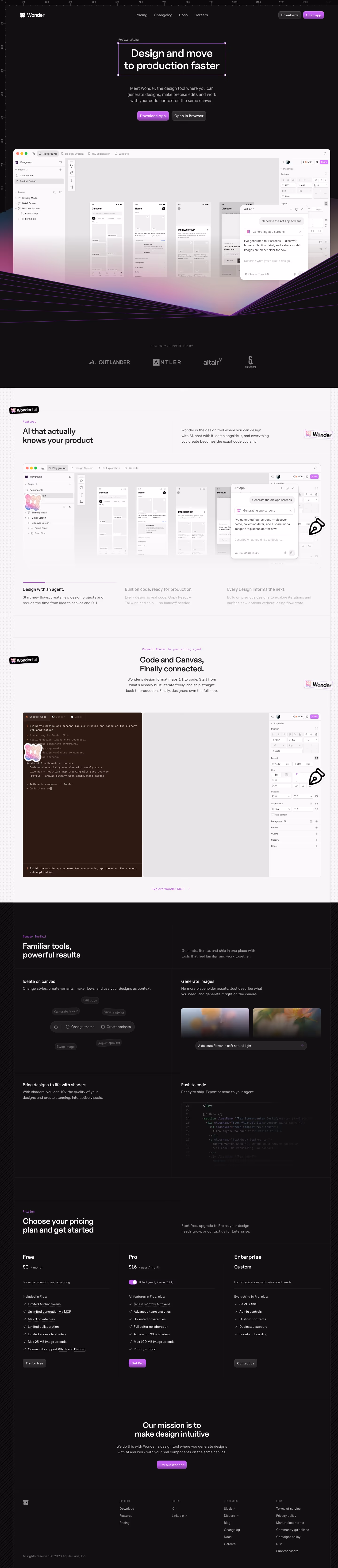 Wonder landing page design — Graphics & Design