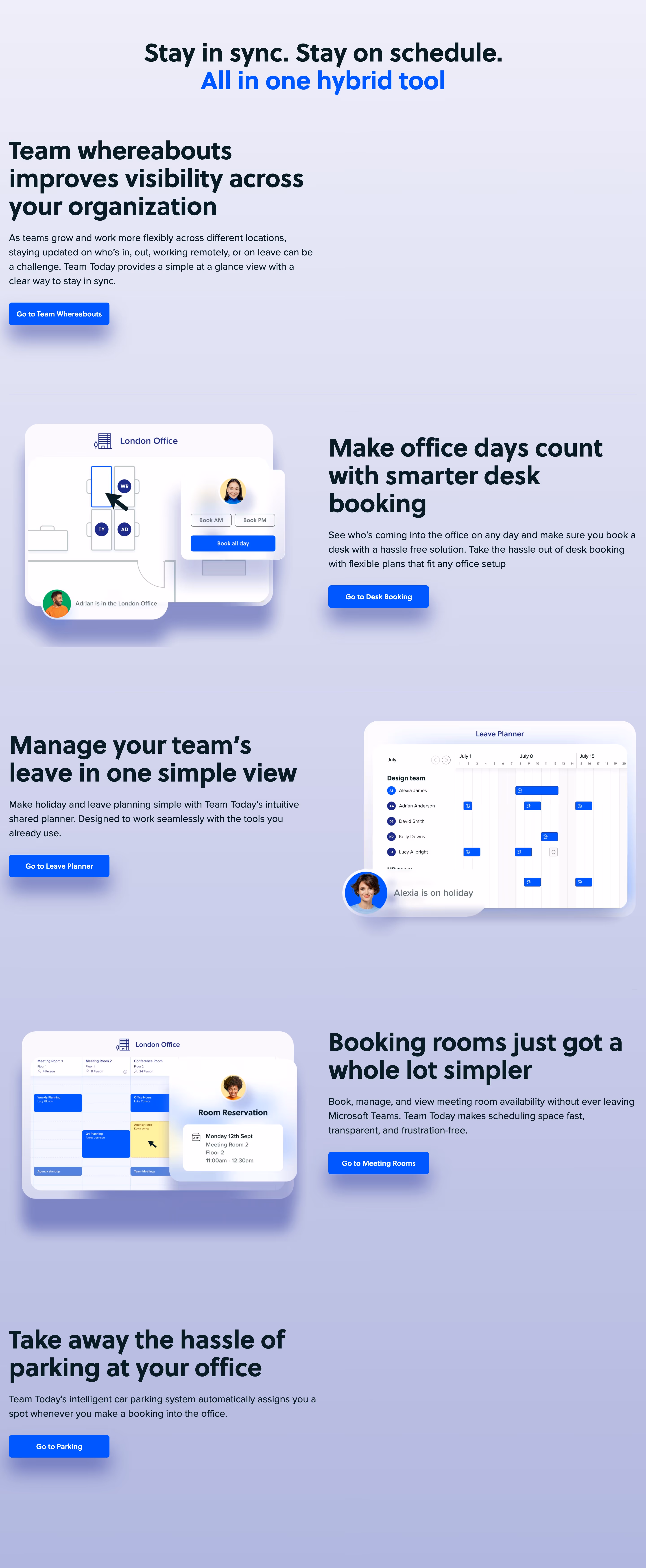 Team-today Features section design