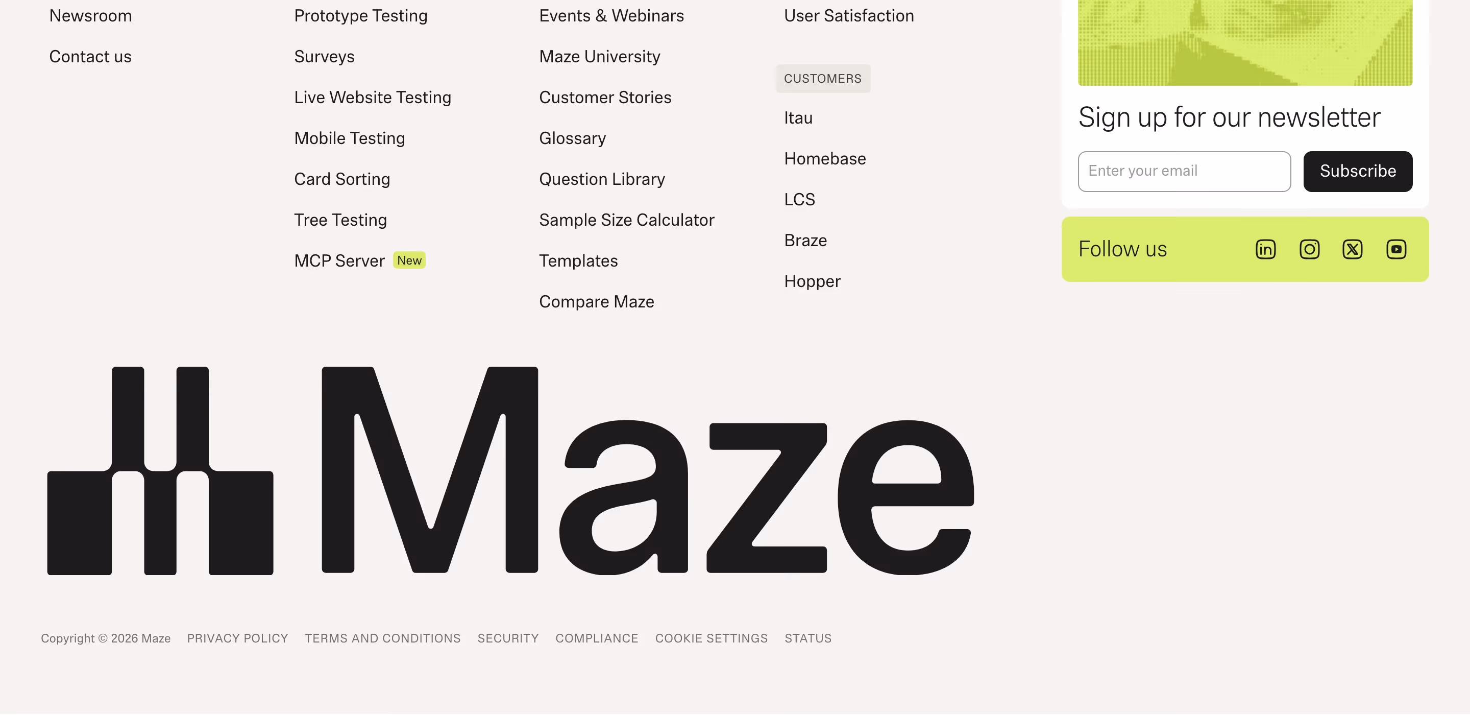Maze Footers section design