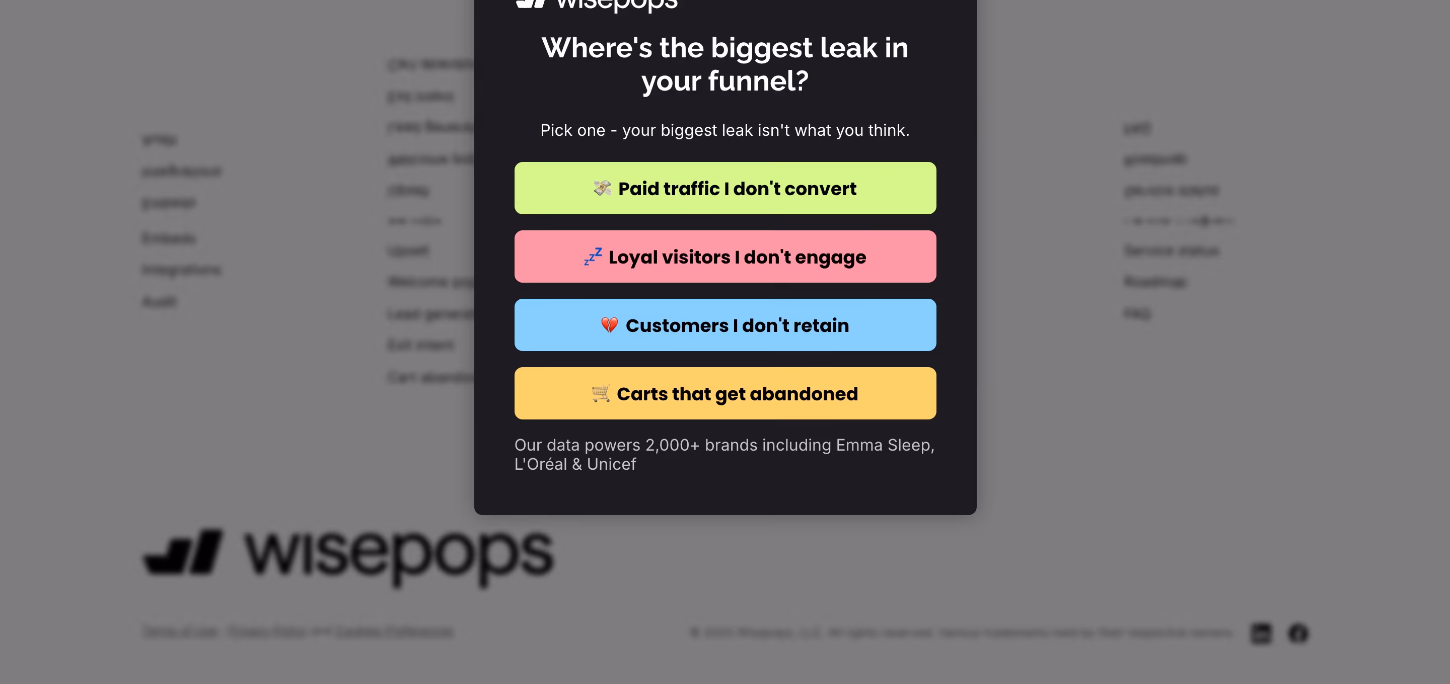 Wisepops Footers section design