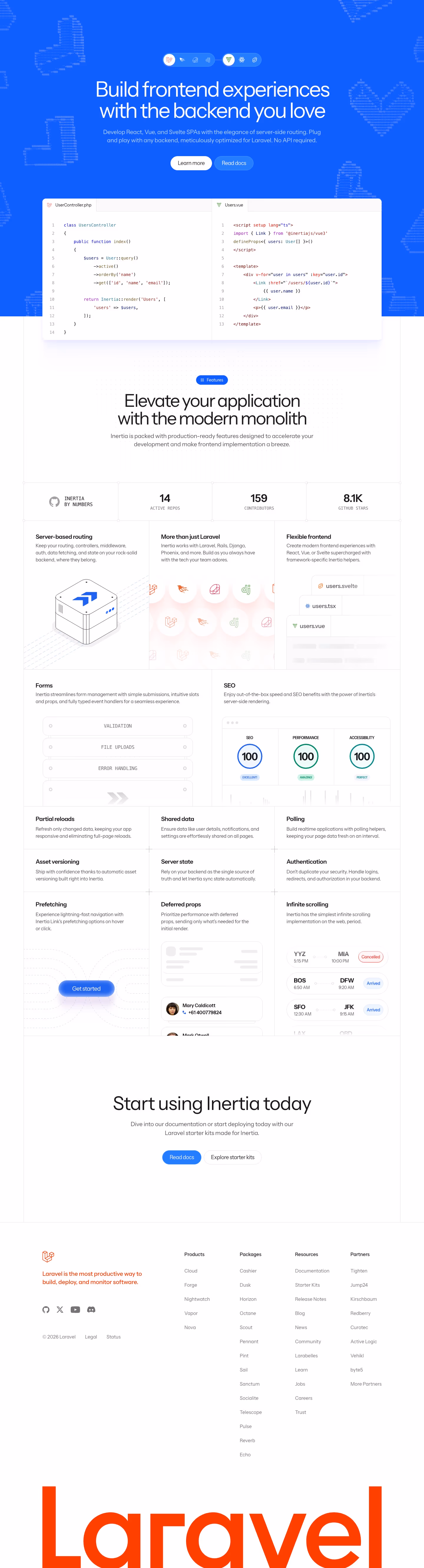 Inertiajs landing page design — Developer Tools