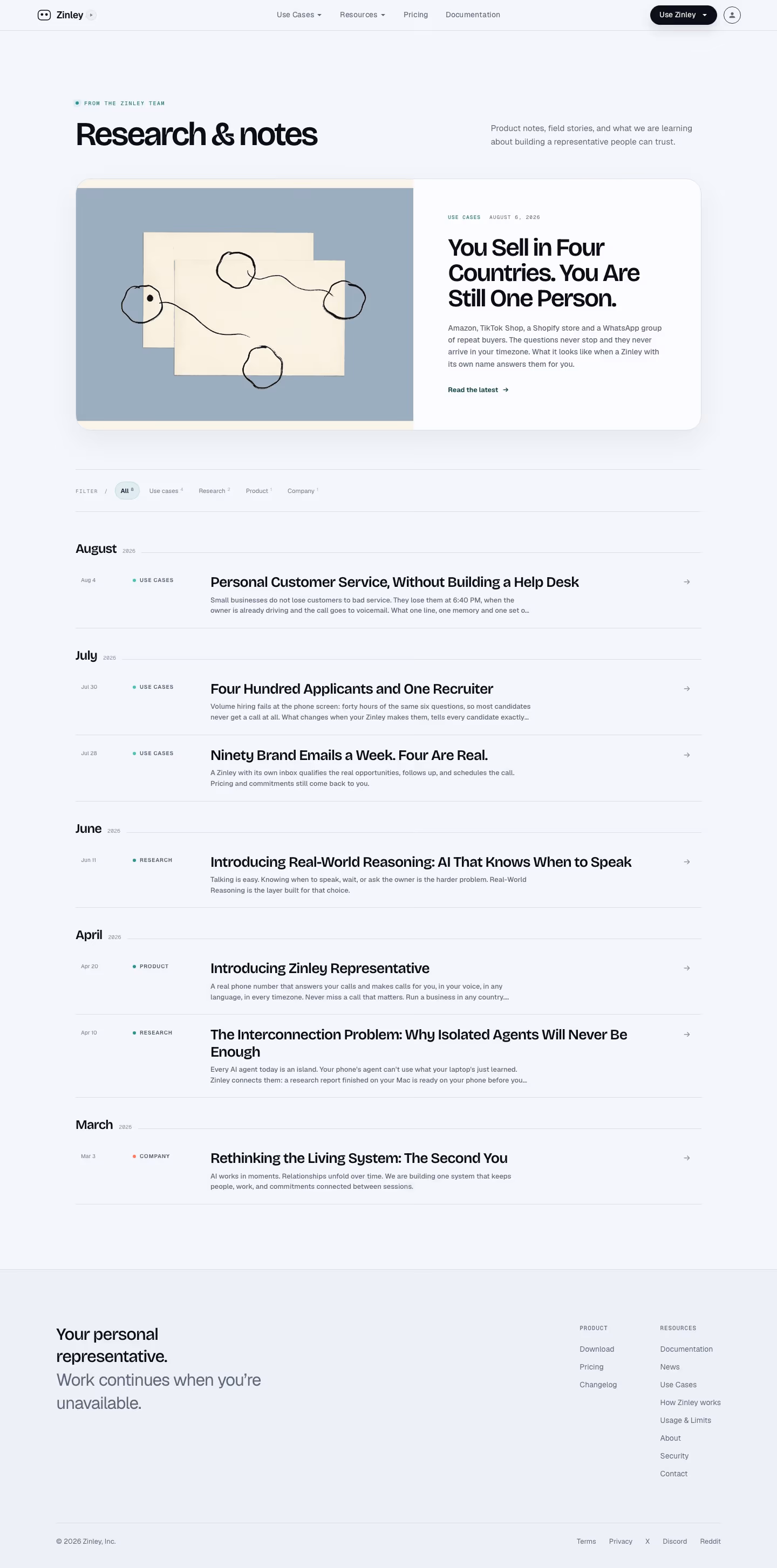 Zinley Blog pages section design