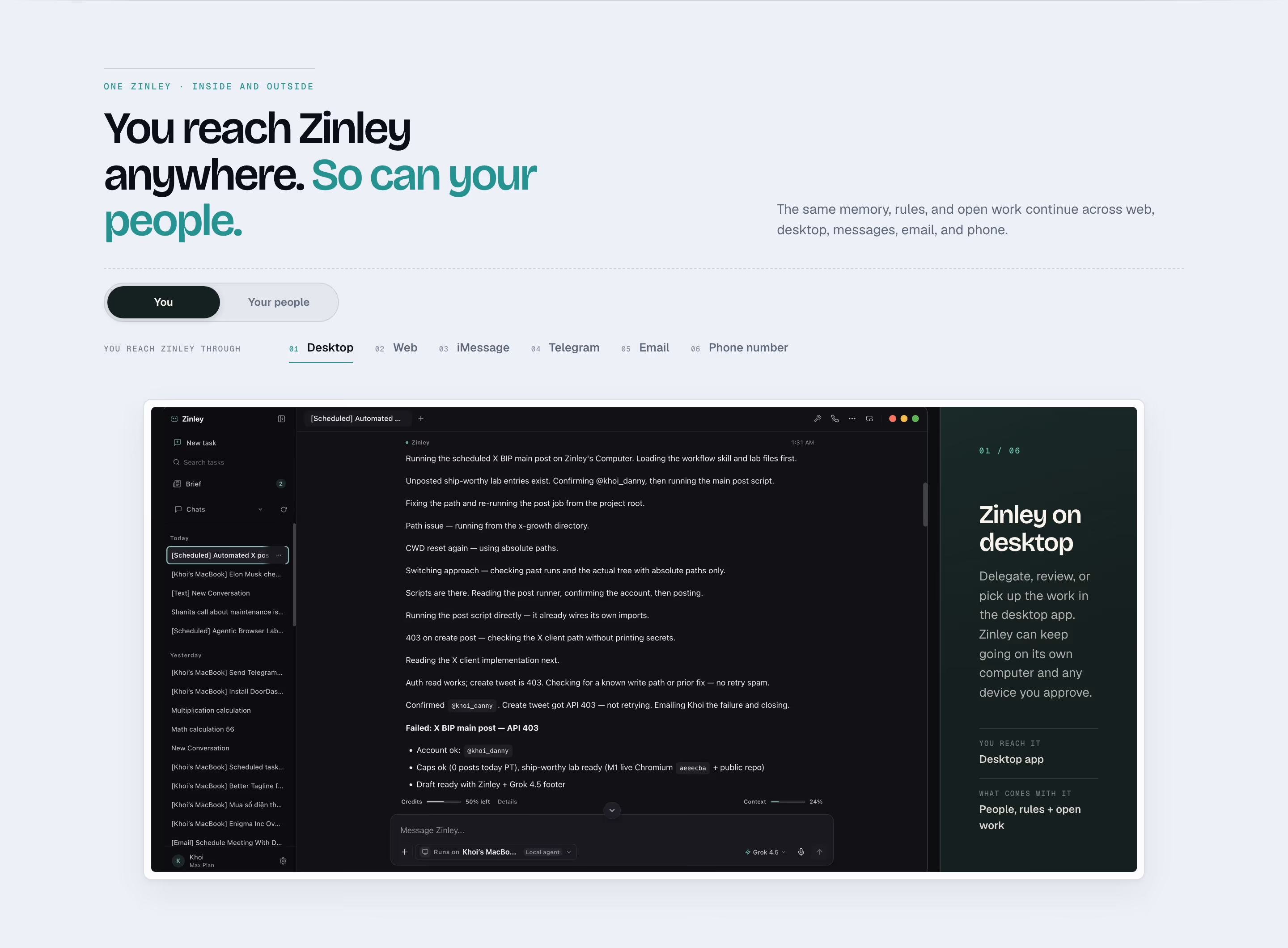 Zinley feature design — Productivity