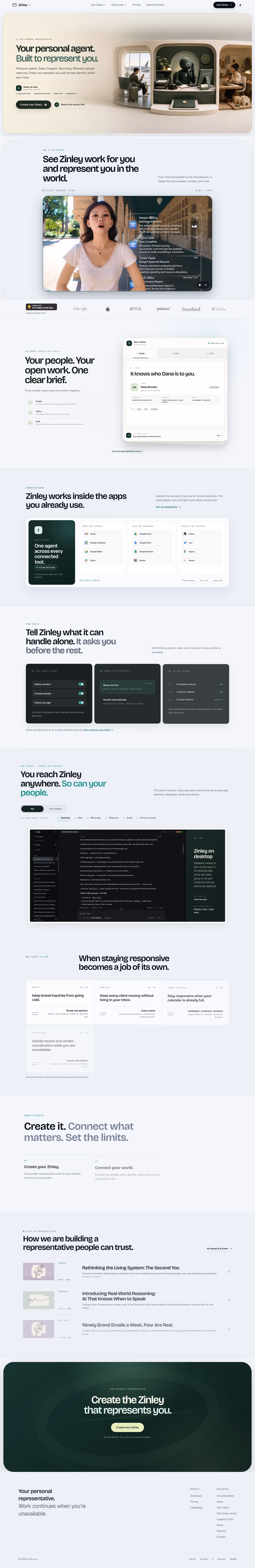 Zinley landing page design — Productivity