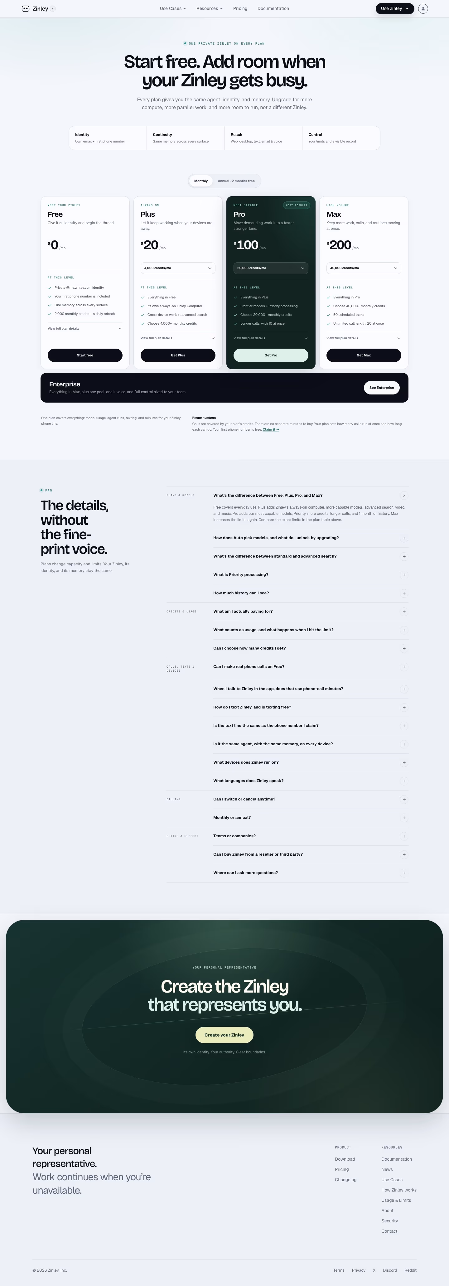 Zinley pricing & plan design — Productivity