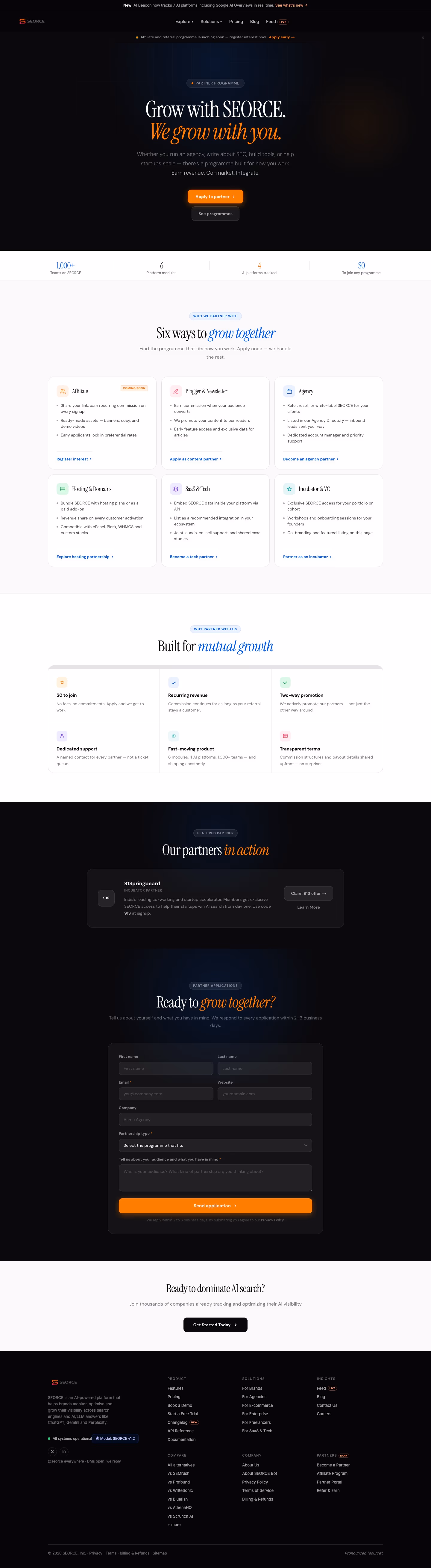 Seorce affiliate page design — Marketing