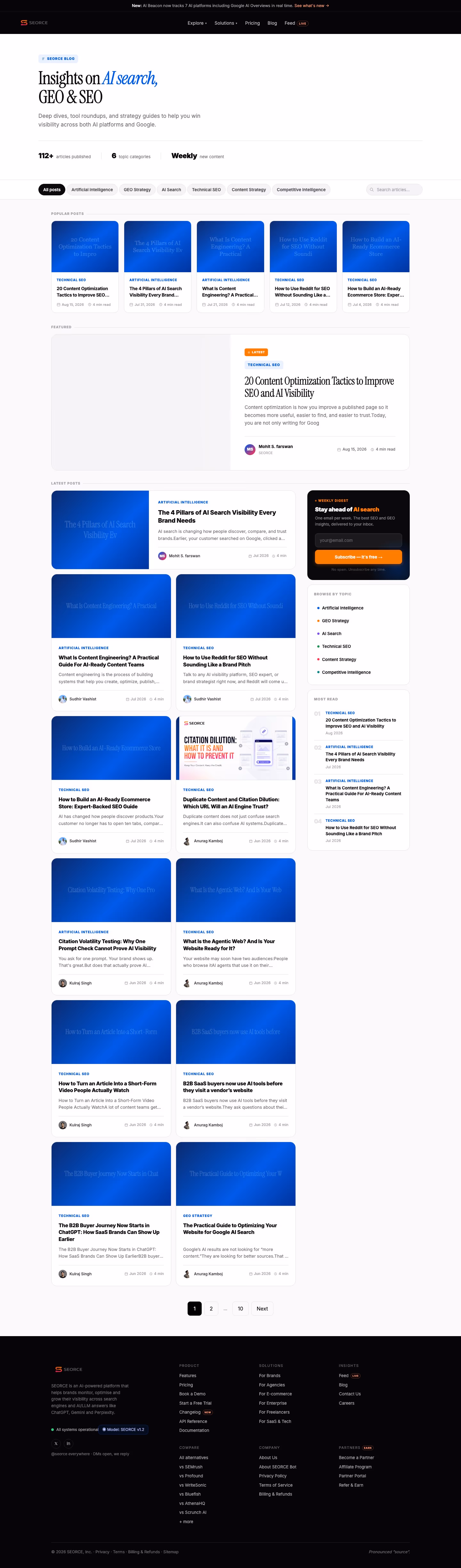 Seorce blog page design — Marketing