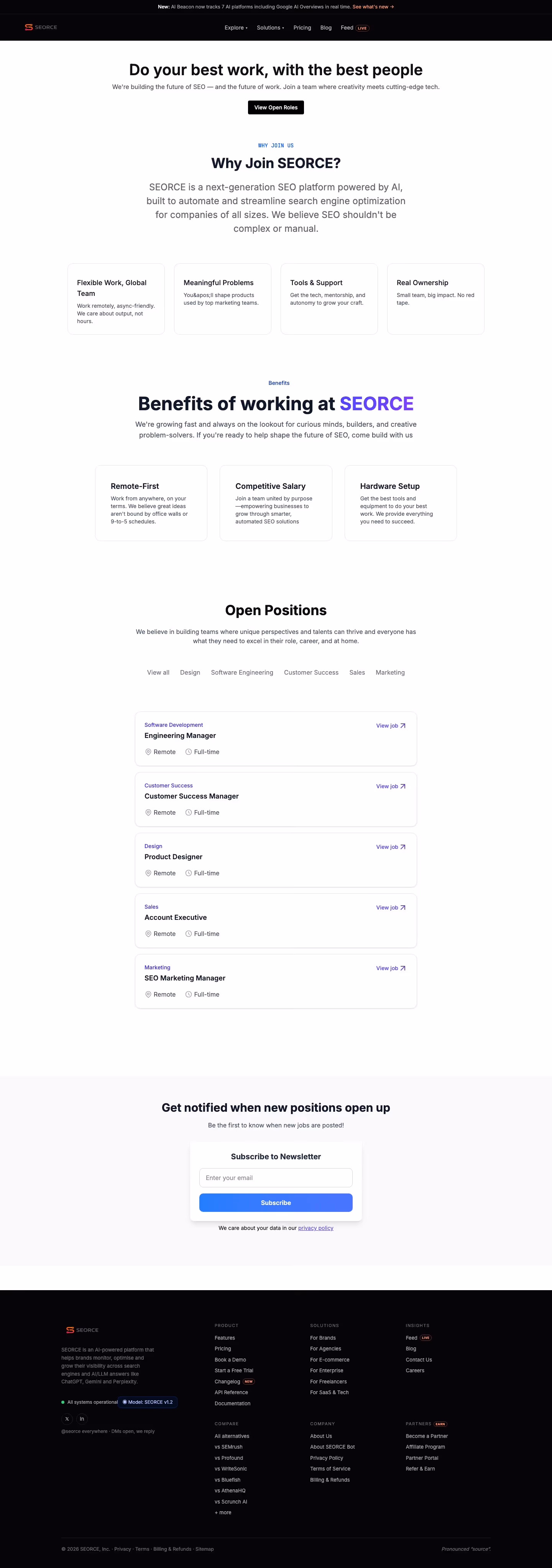 Seorce careers page design — Marketing