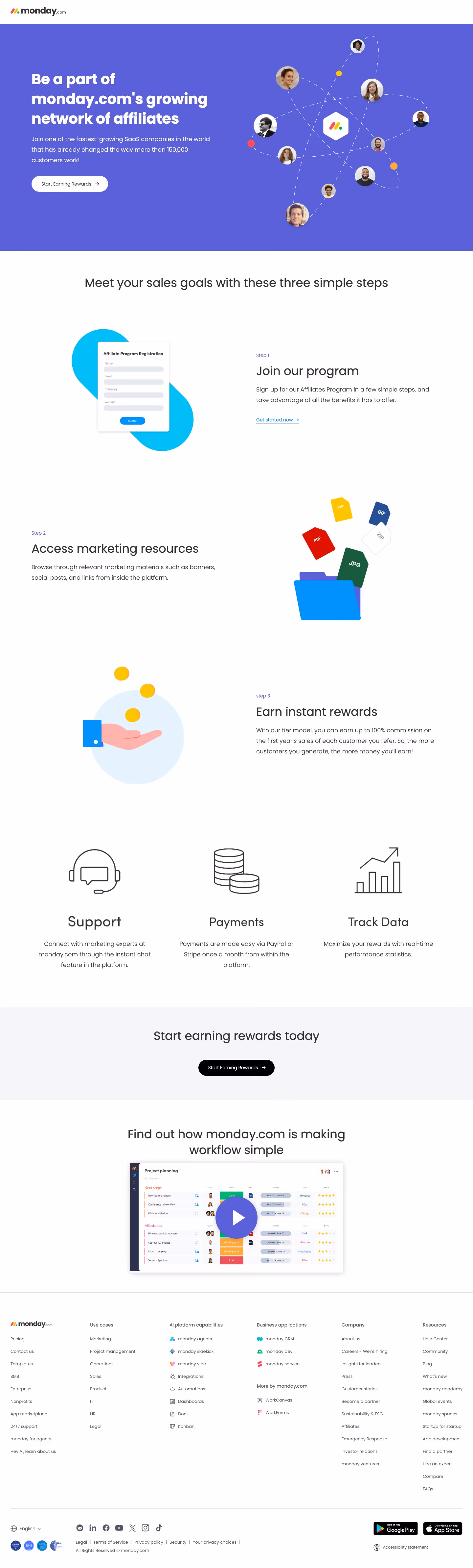 Monday affiliate page design — Productivity