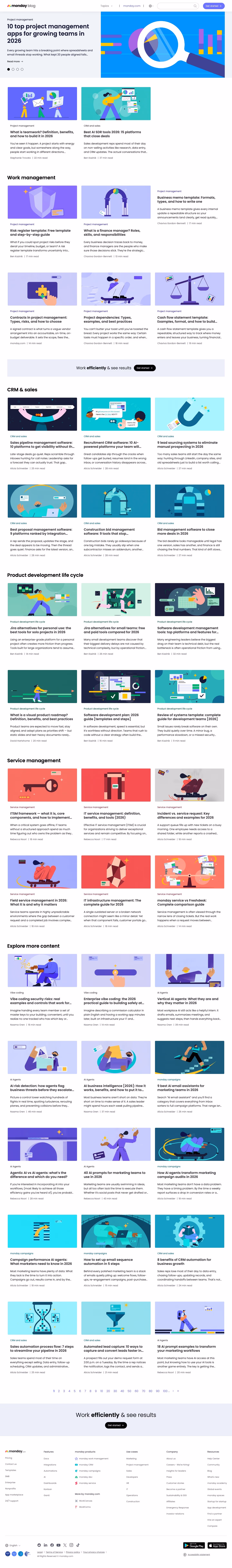 Monday Blog pages section design