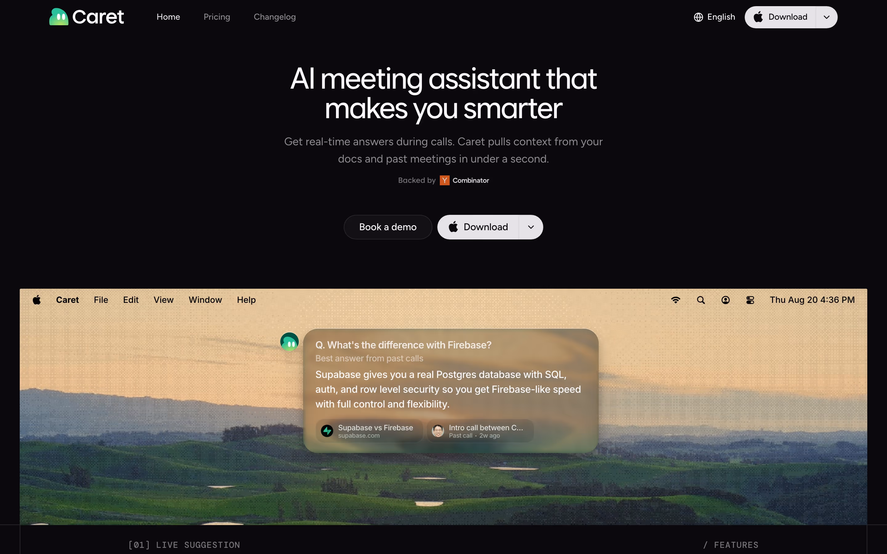 Caret hero design — Productivity