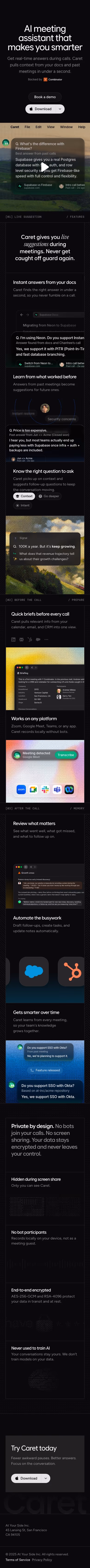 Caret mobile design — Productivity