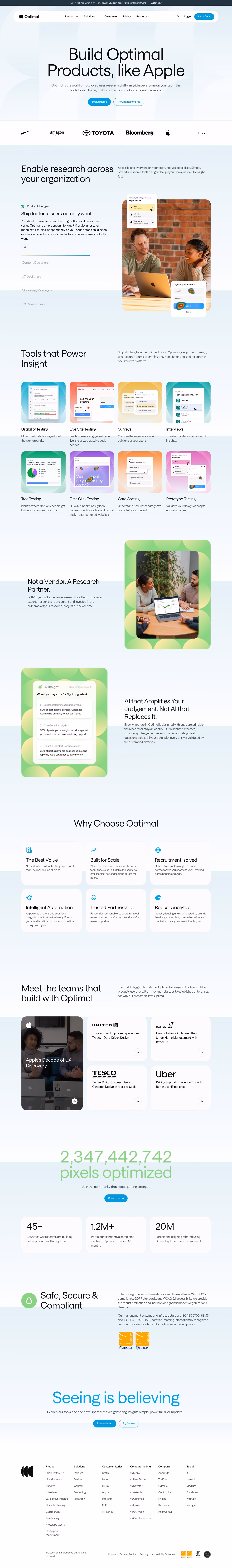 Optimalworkshop landing page design