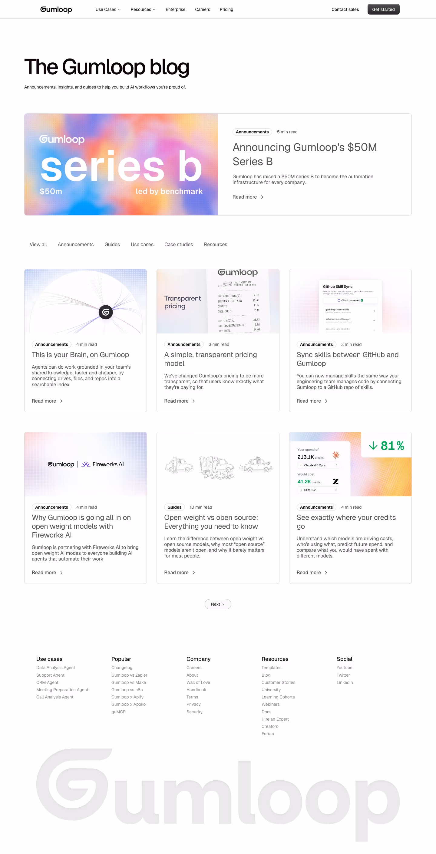 Gumloop blog page design — Infrastructure