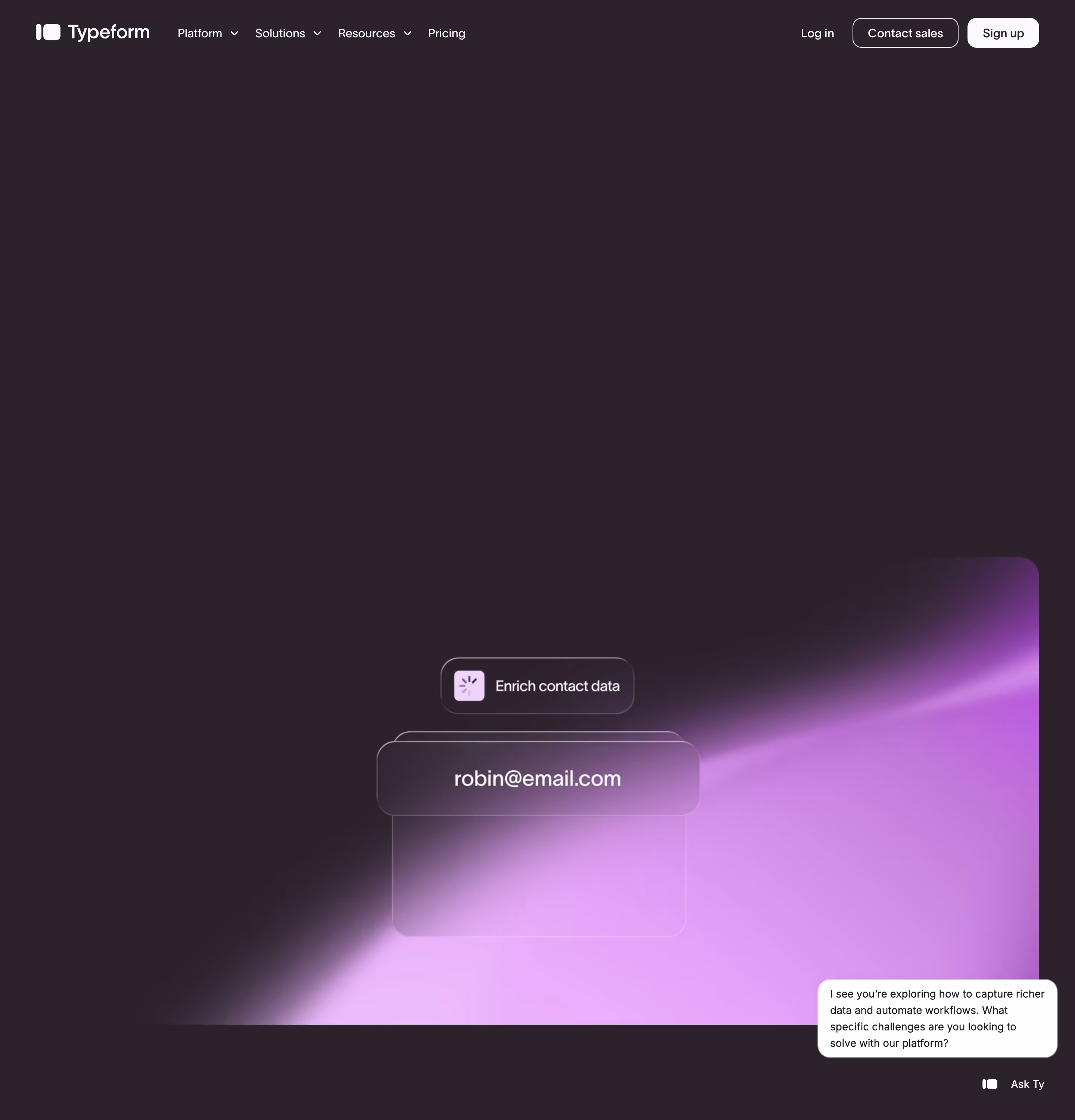Typeform Heroes section design