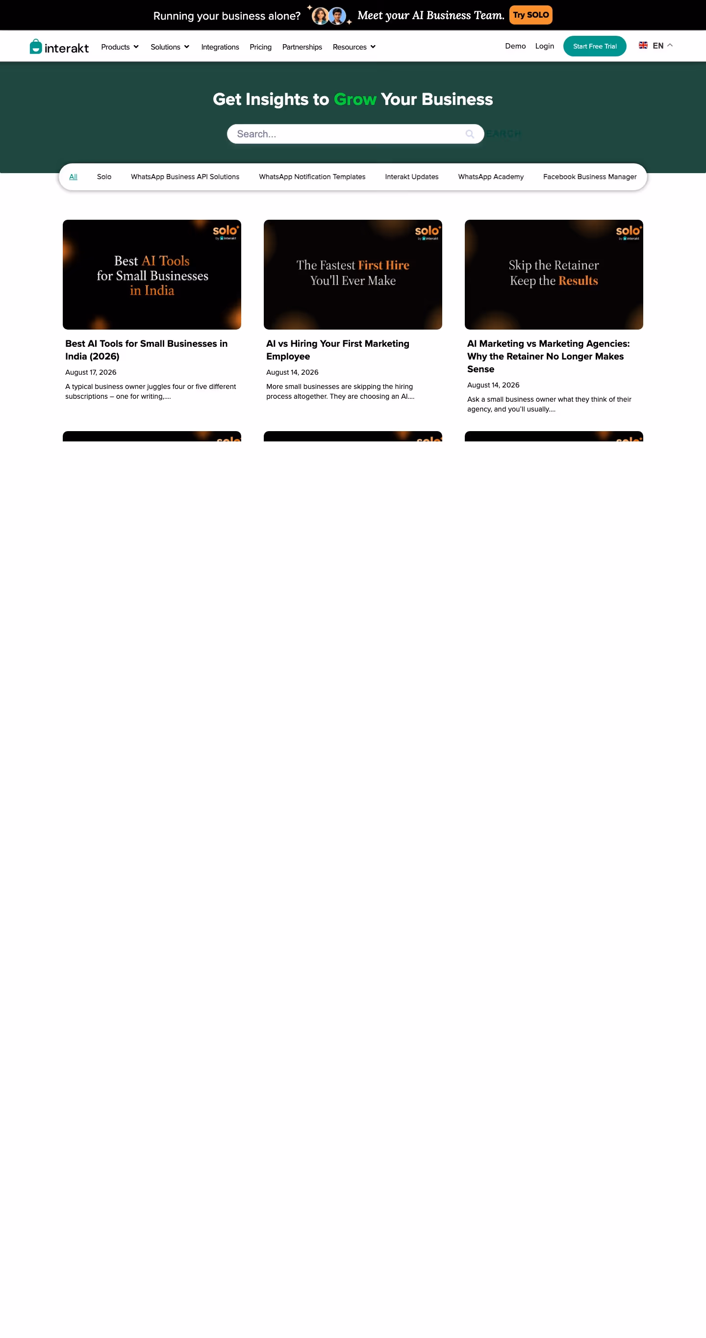 Interakt Blog pages section design