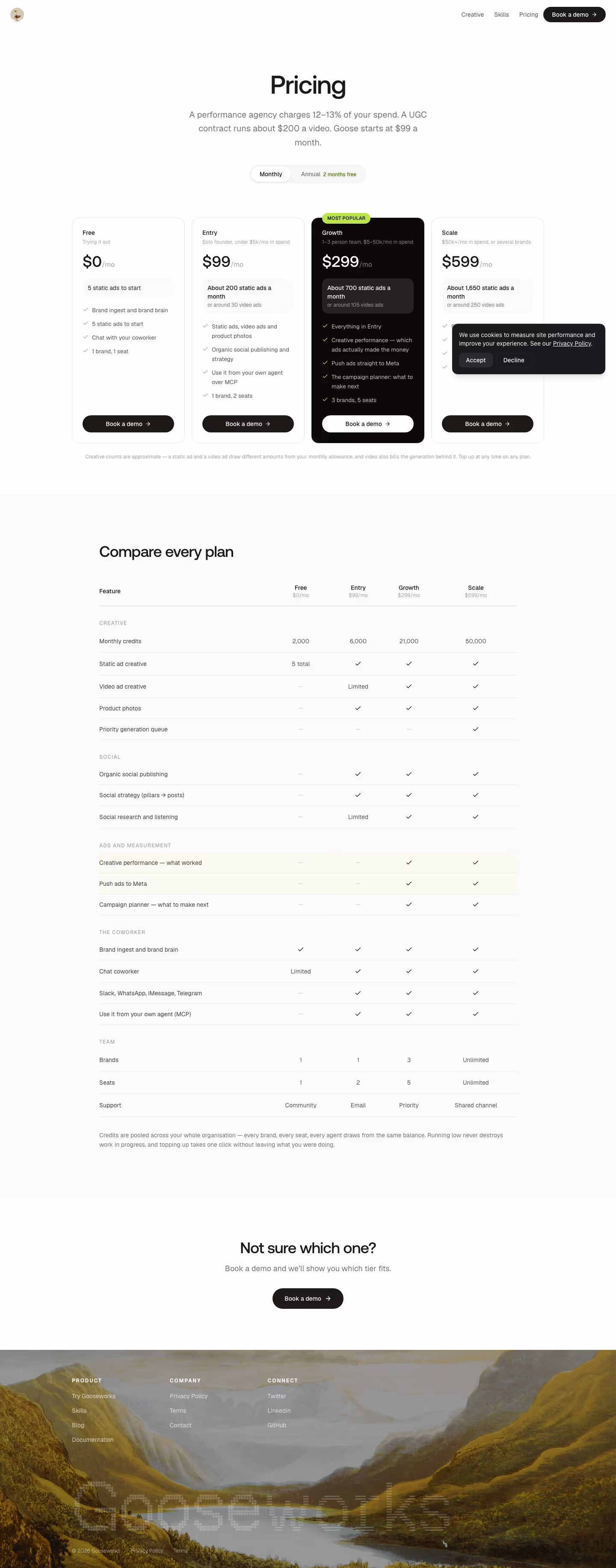 Gooseworks pricing & plan design — Marketing