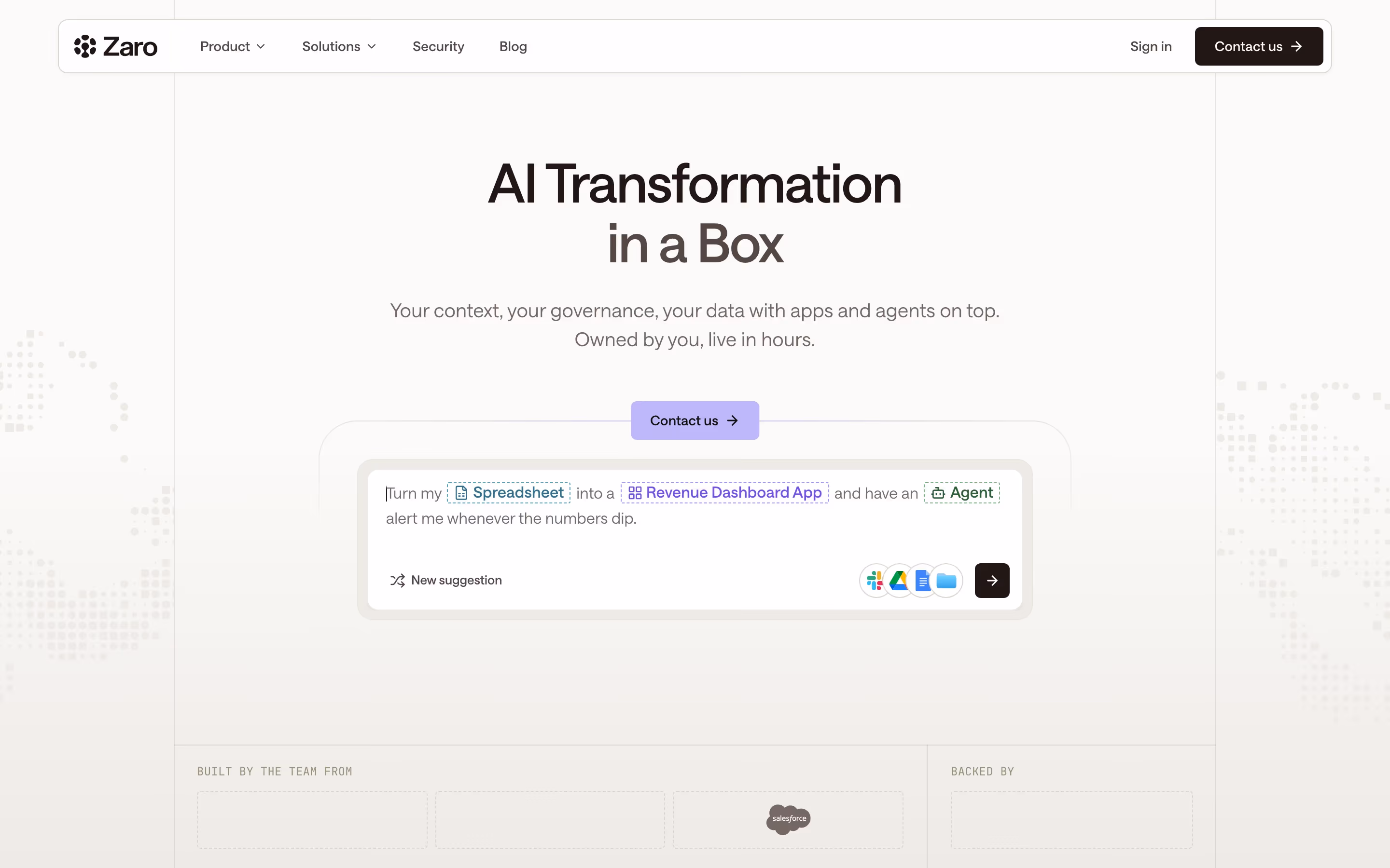 Zaro hero design — Productivity