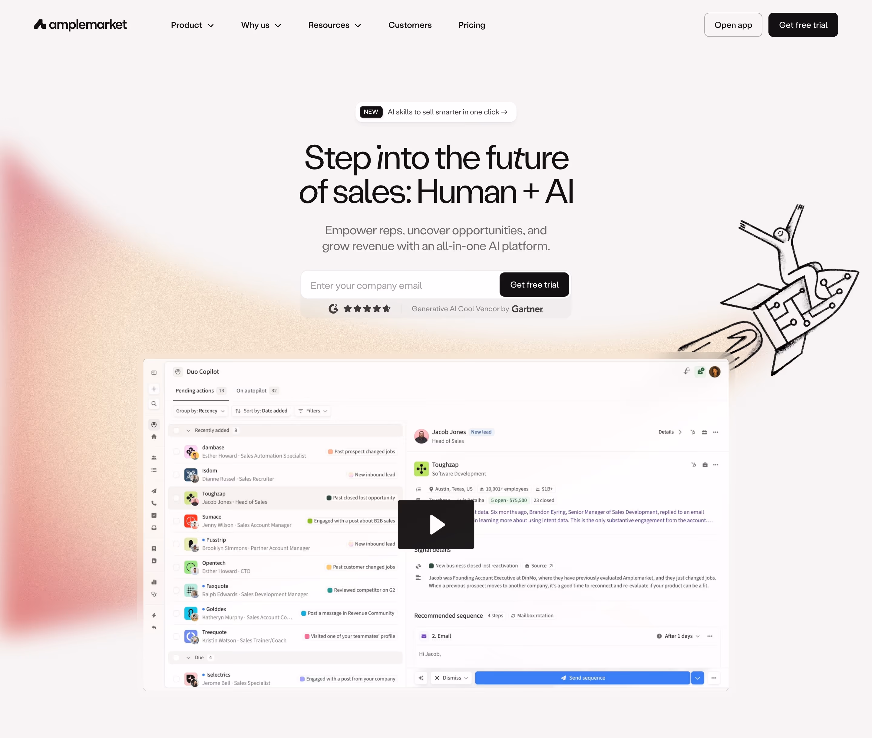 Amplemarket Heroes section design