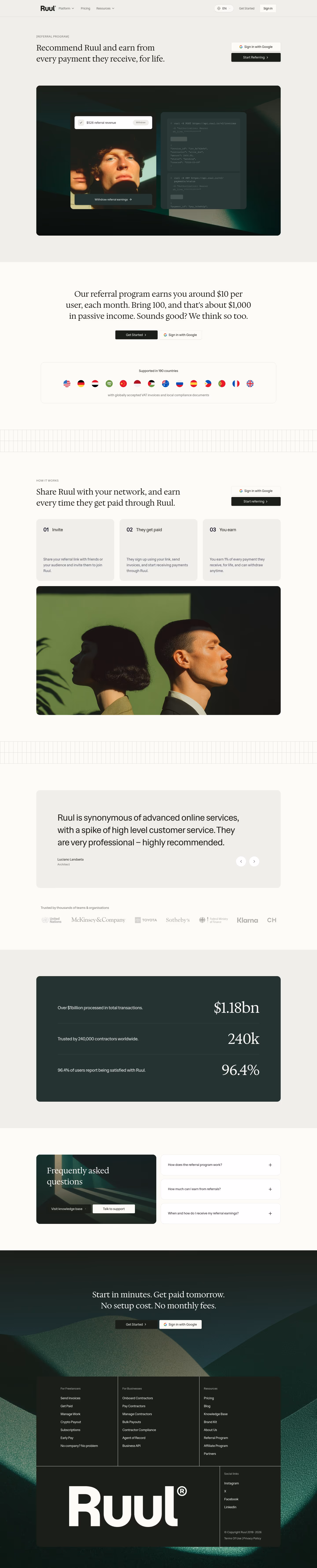 Ruul Affiliate pages section design