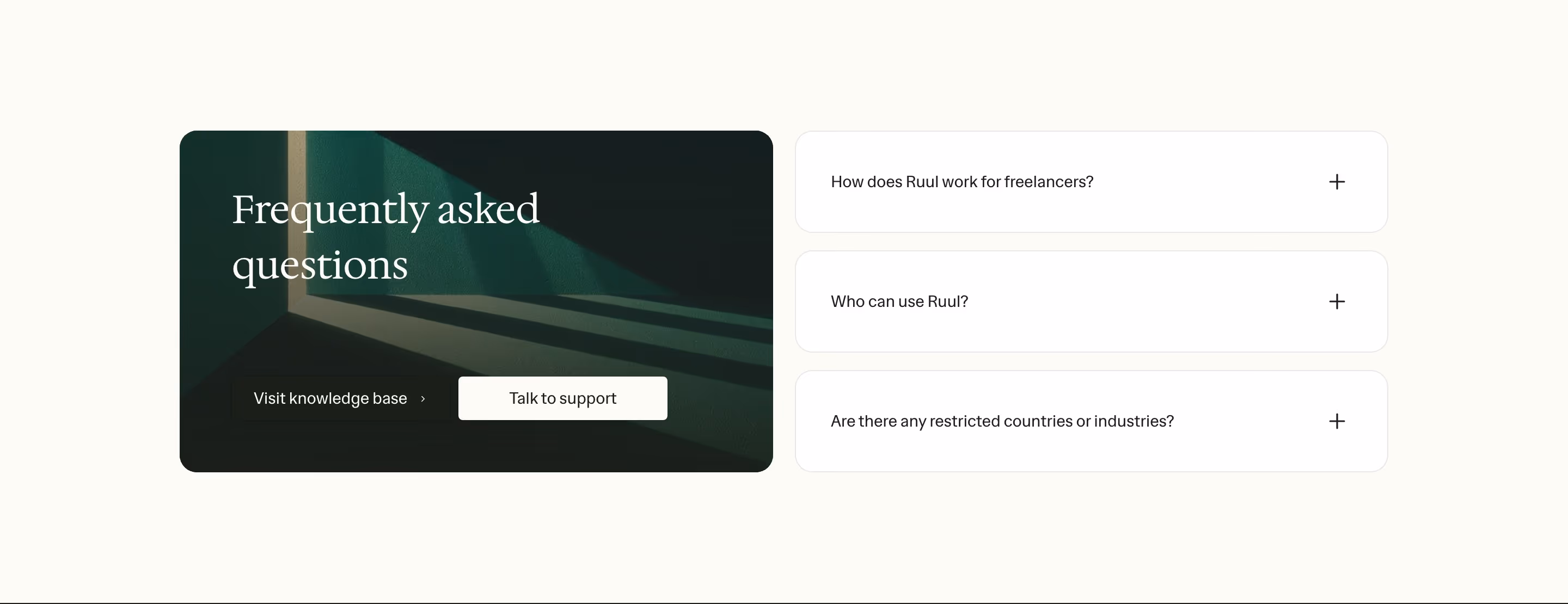 Ruul FAQs section design