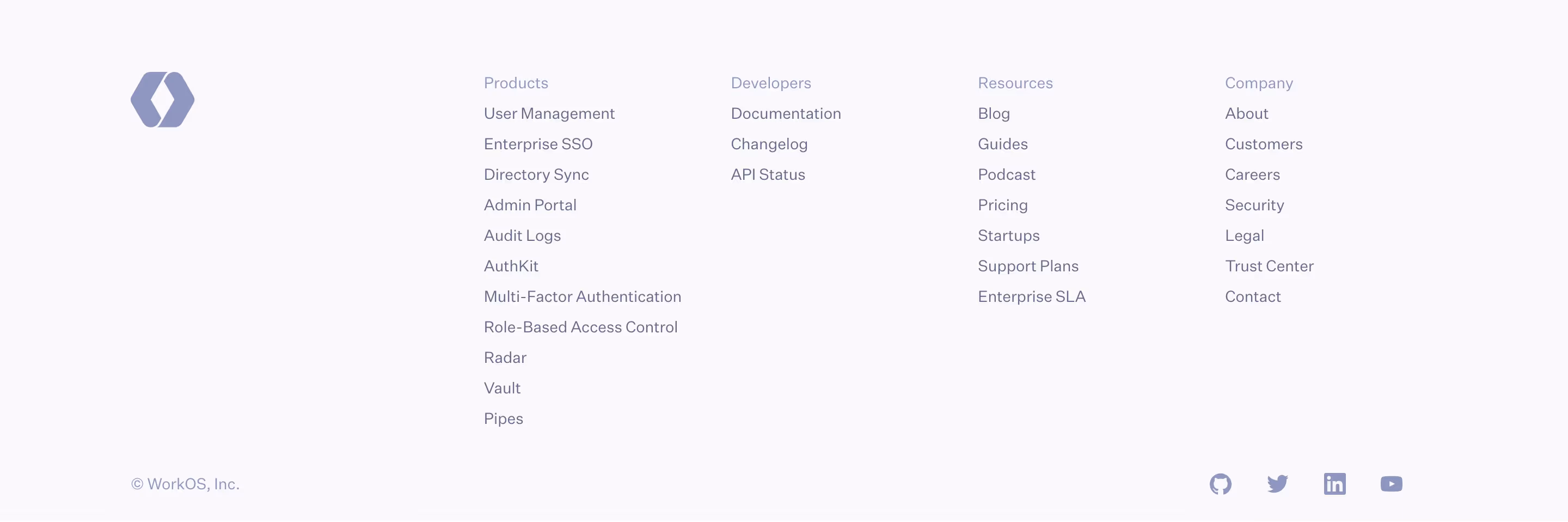 Workos Footers section design