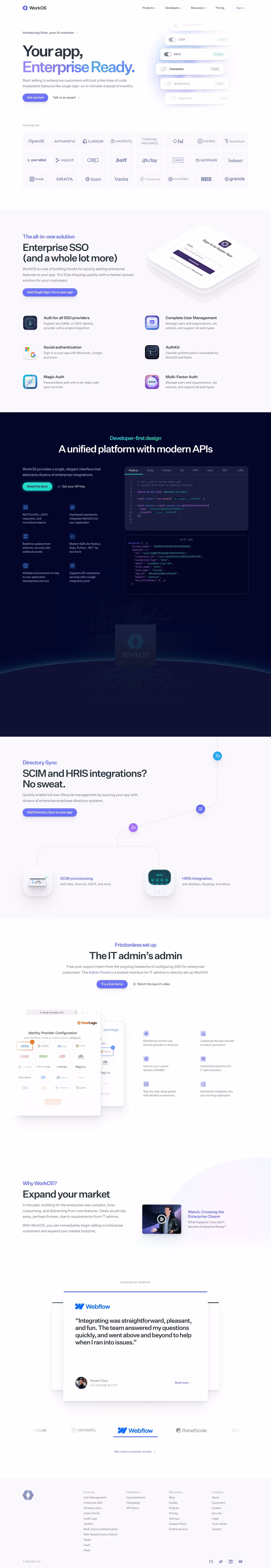 Workos landing page design — Developer Tools
