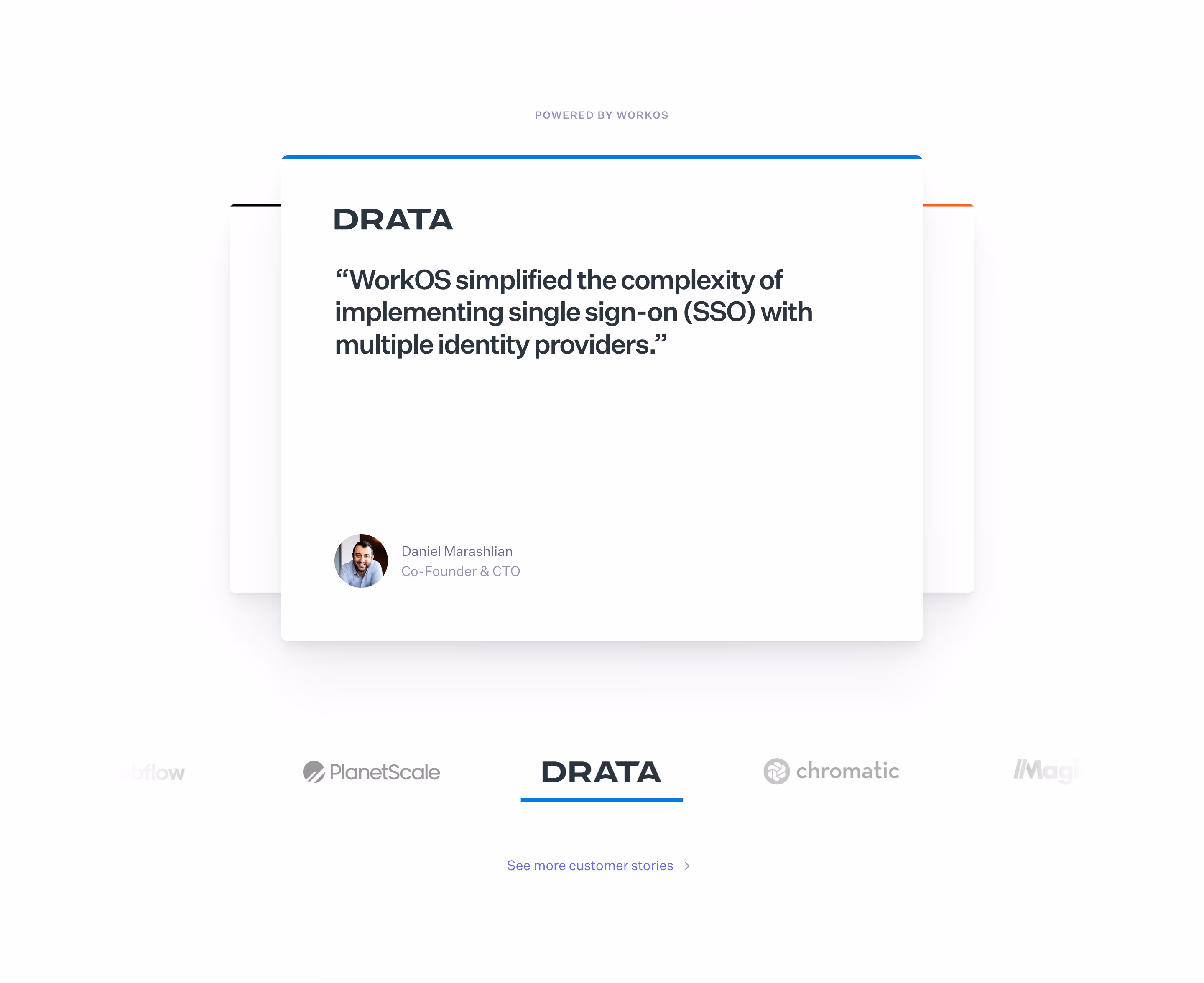 Workos testimonial design — Developer Tools