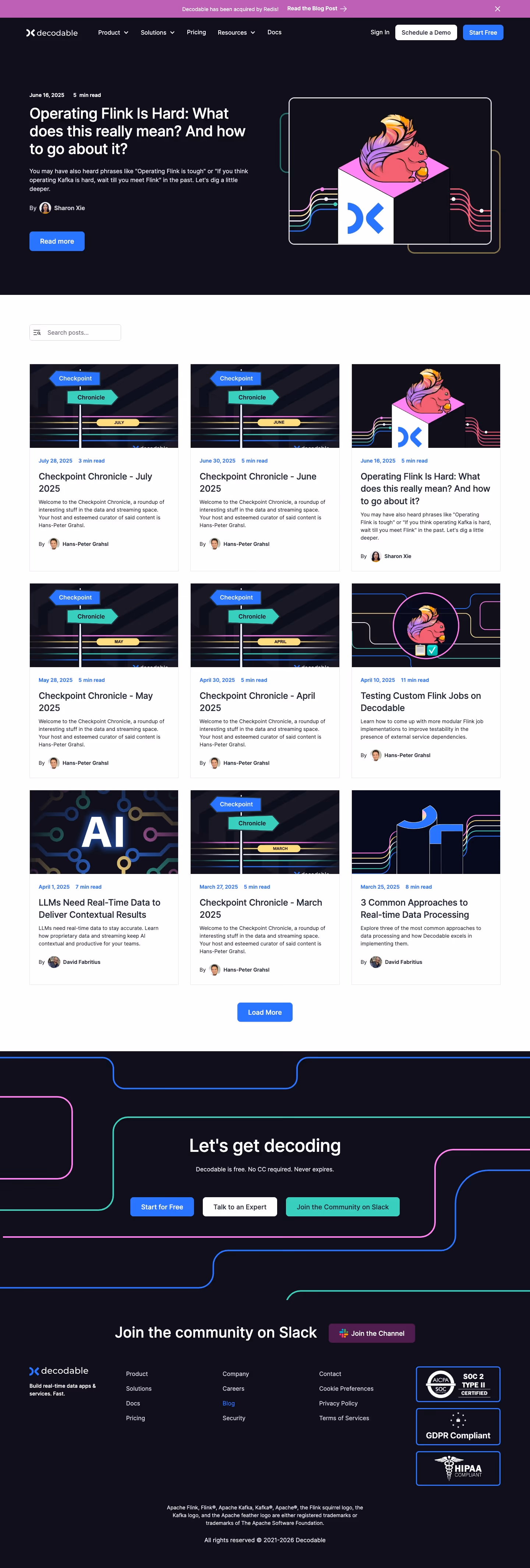 Decodable Blog pages section design